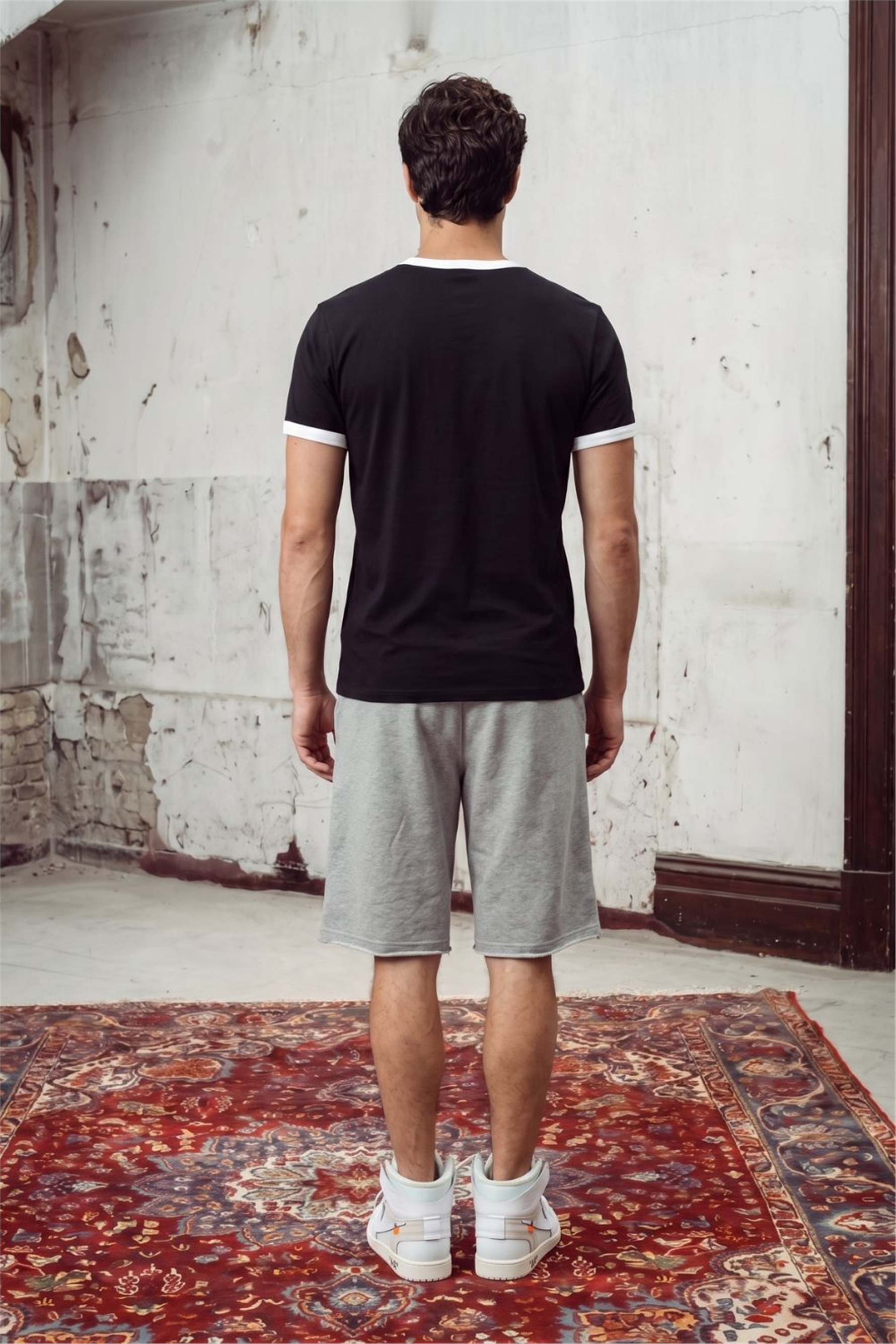 Erkek Ringer Siyah T-Shirt