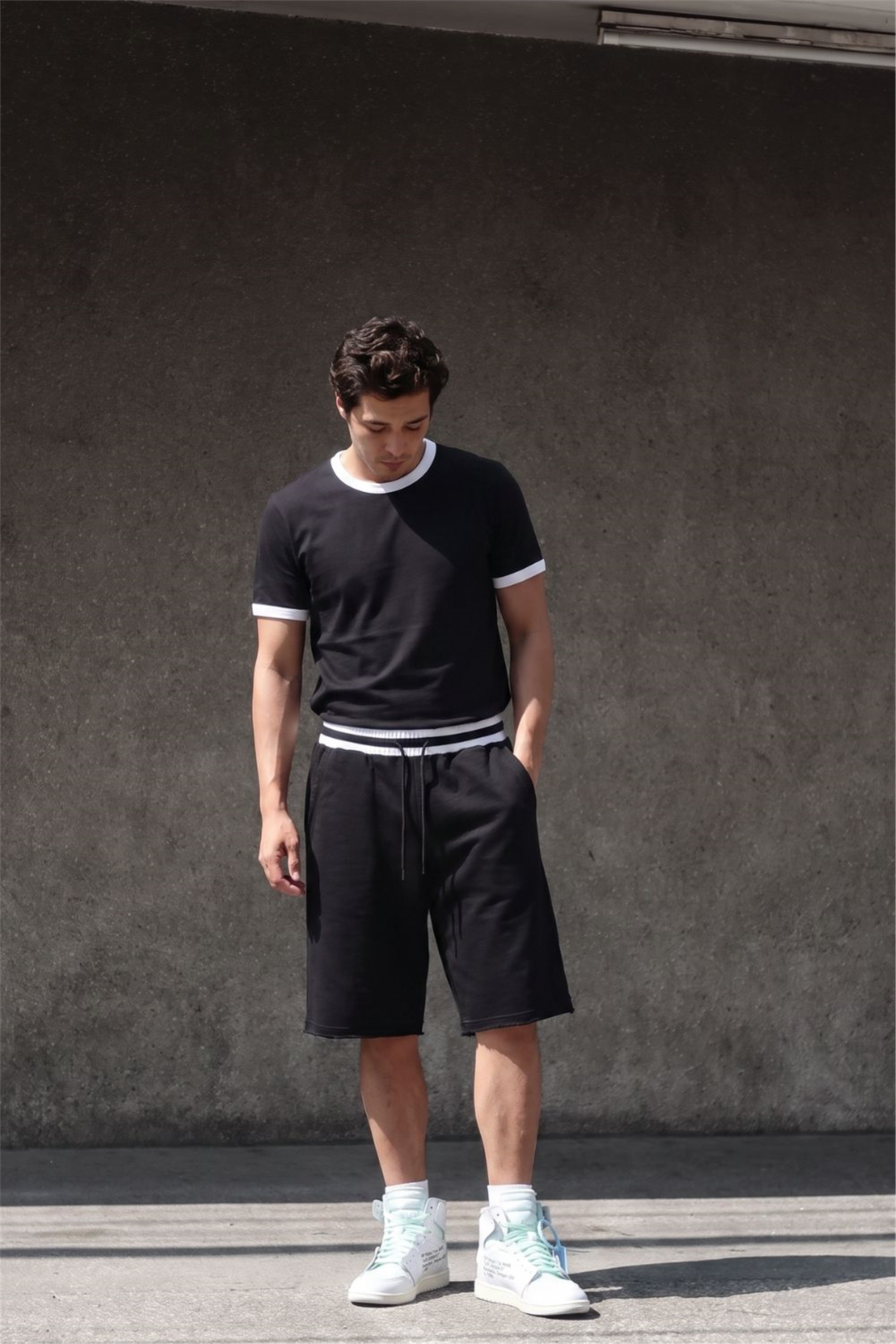 Erkek Ringer Siyah T-Shirt