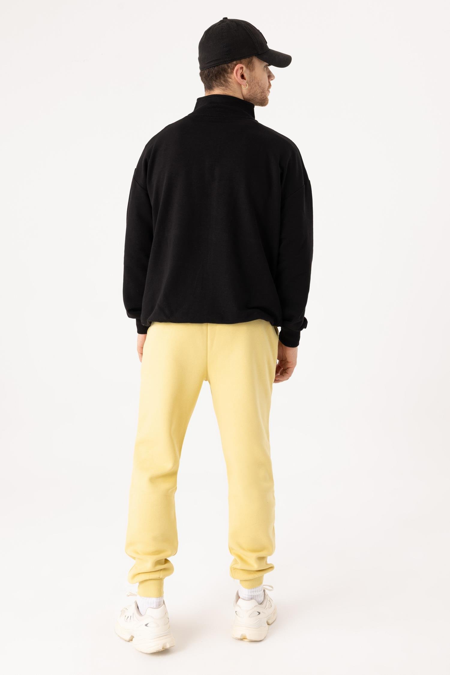 Erkek Siyah Dik Yaka Fermuarlı Oversize Sweatshirt