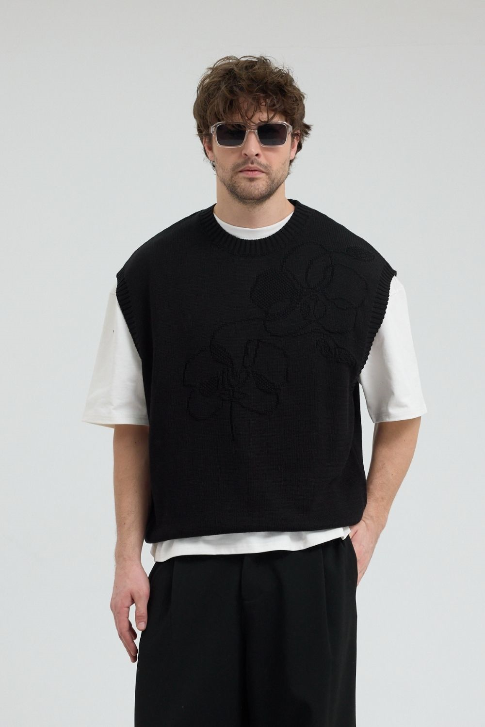 Erkek Siyah Jakarlı Süveter