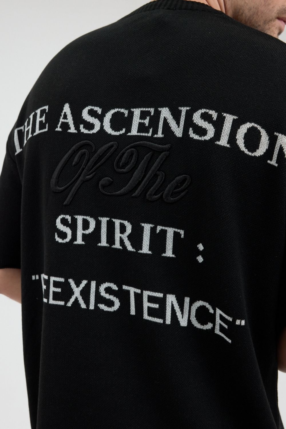 Erkek Siyah Yazılı Triko T-Shirt