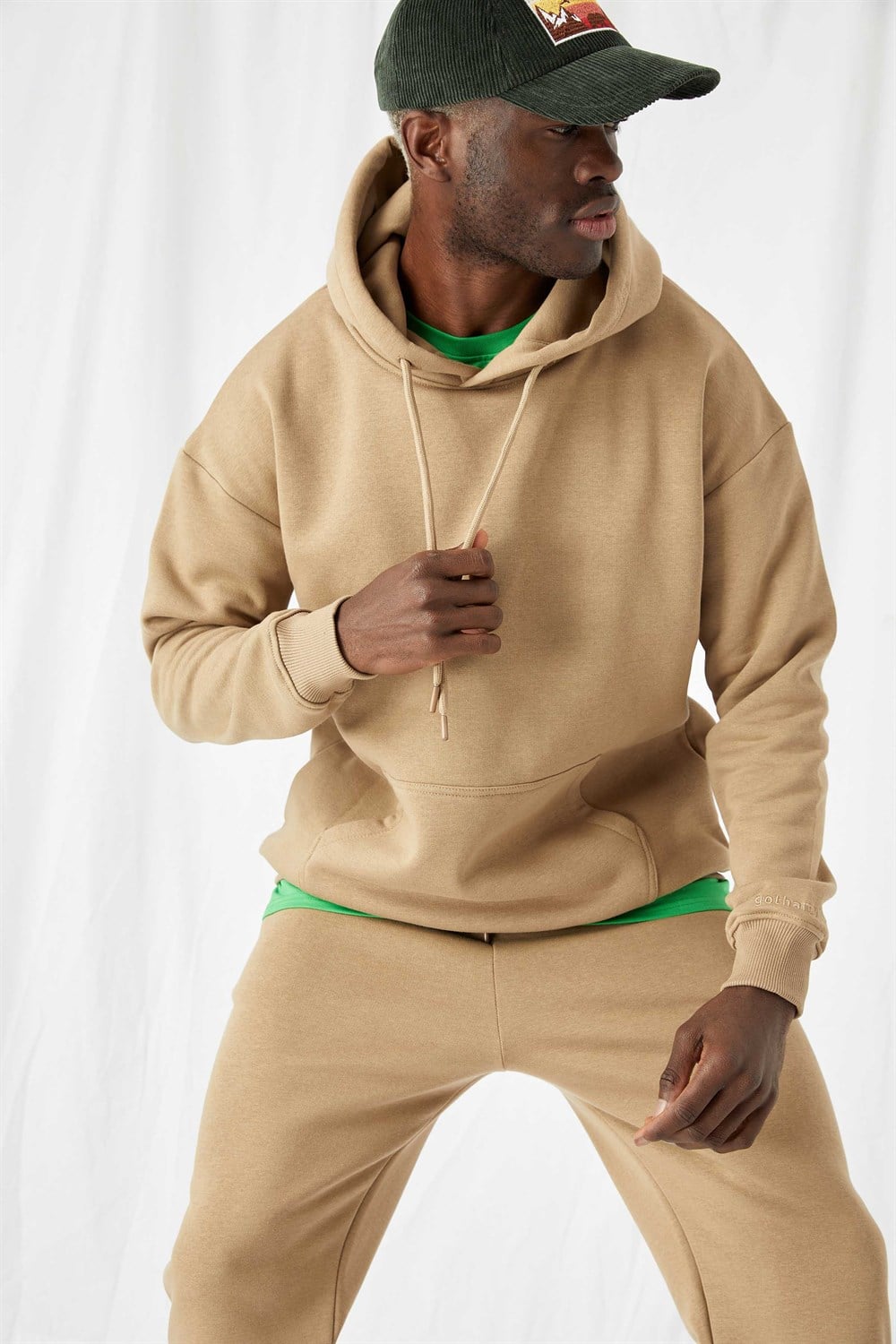 Erkek Stay Oversize Bej Hoodie