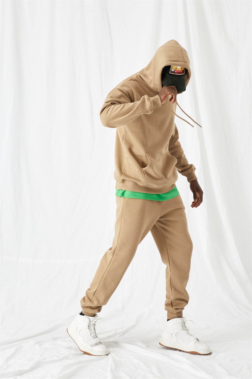 Erkek Stay Oversize Bej Hoodie