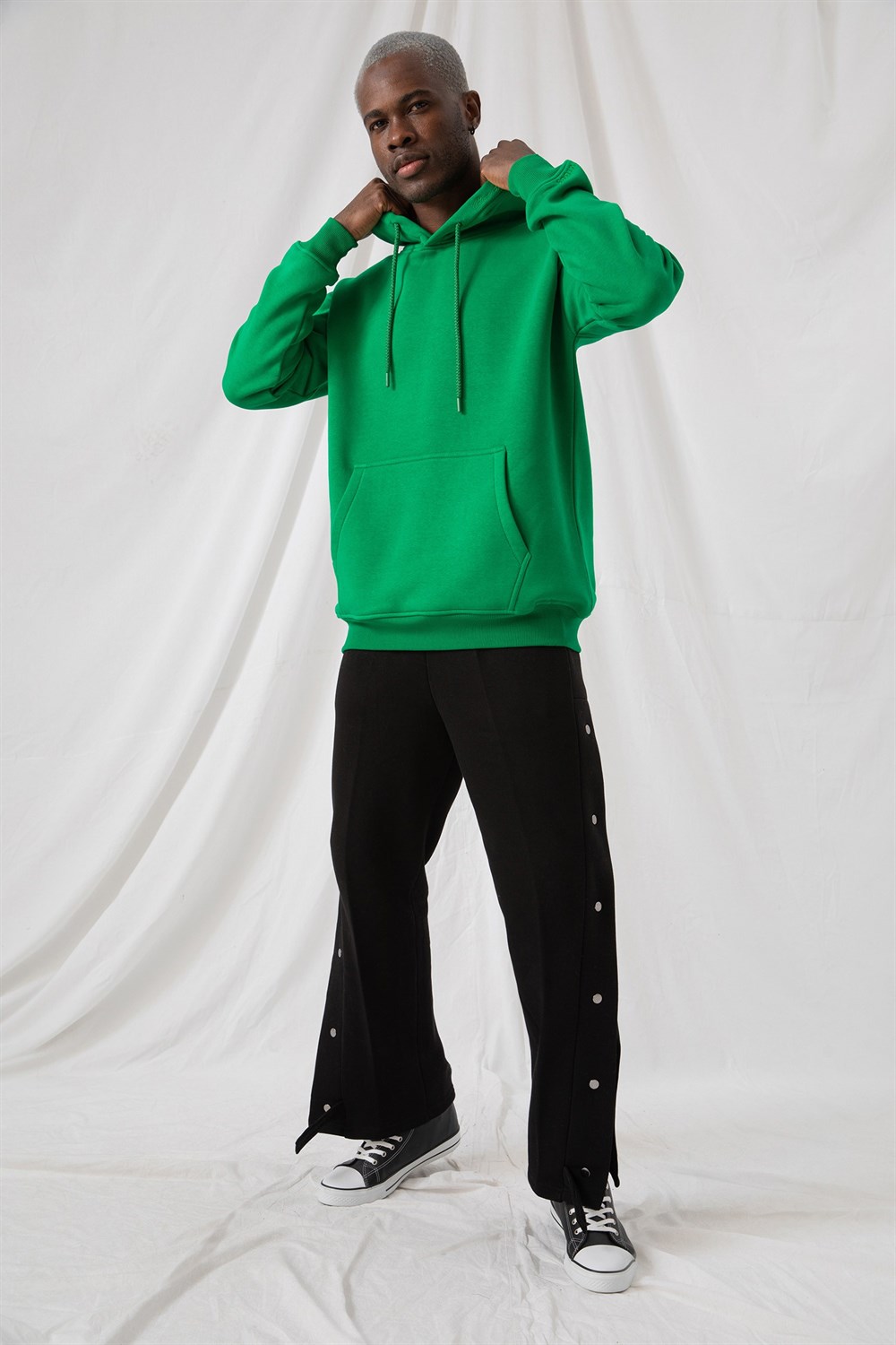 Erkek Stay Oversize Zümrüt Yeşili Hoodie Sweatshirt