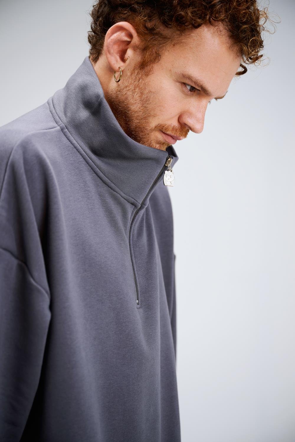 Erkek Timeless Fermuarlı Antrasit Sweatshirt