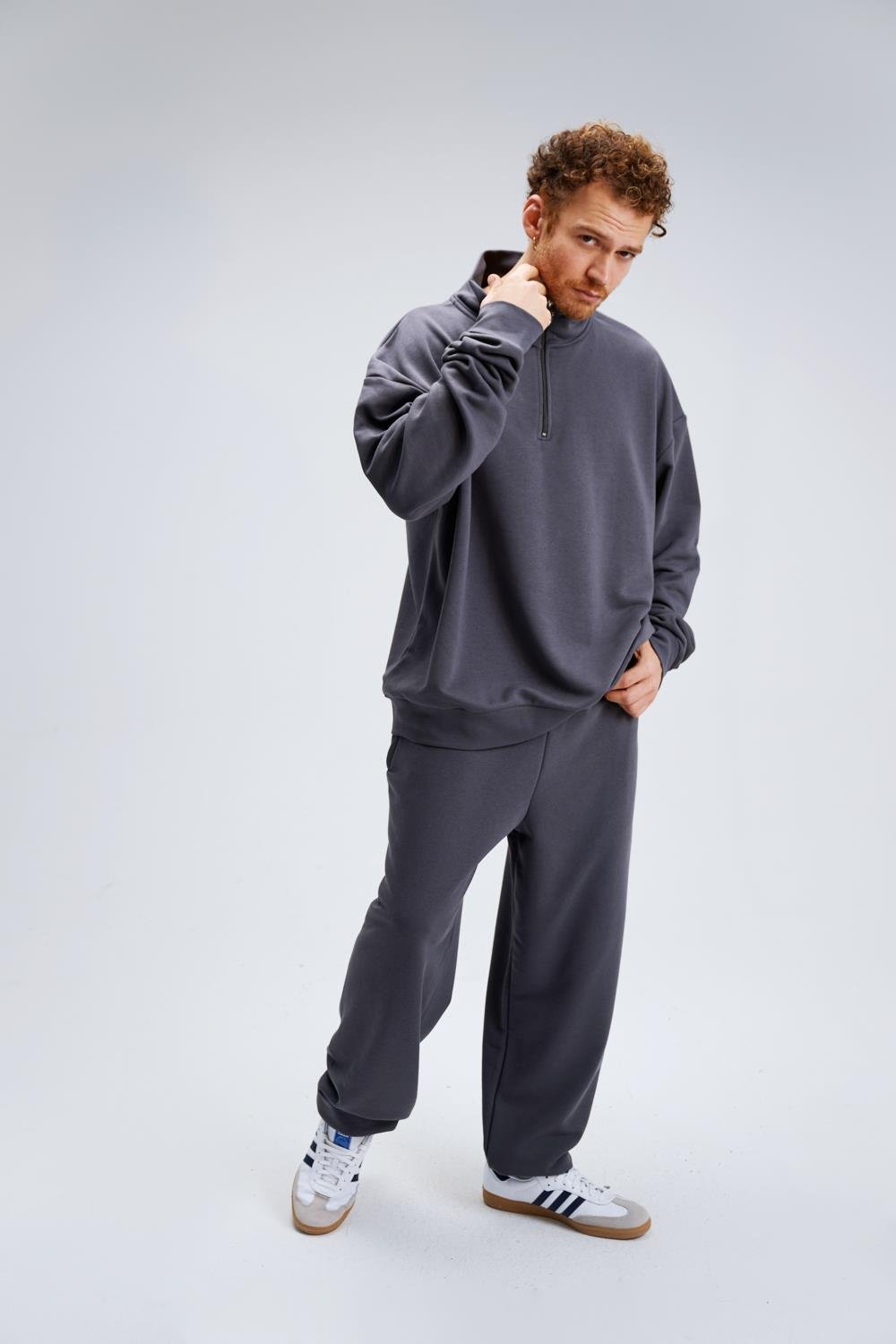 Erkek Timeless Fermuarlı Antrasit Sweatshirt