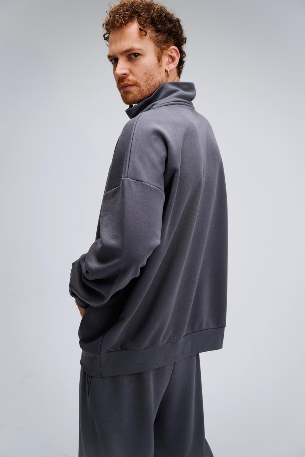 Erkek Timeless Fermuarlı Antrasit Sweatshirt