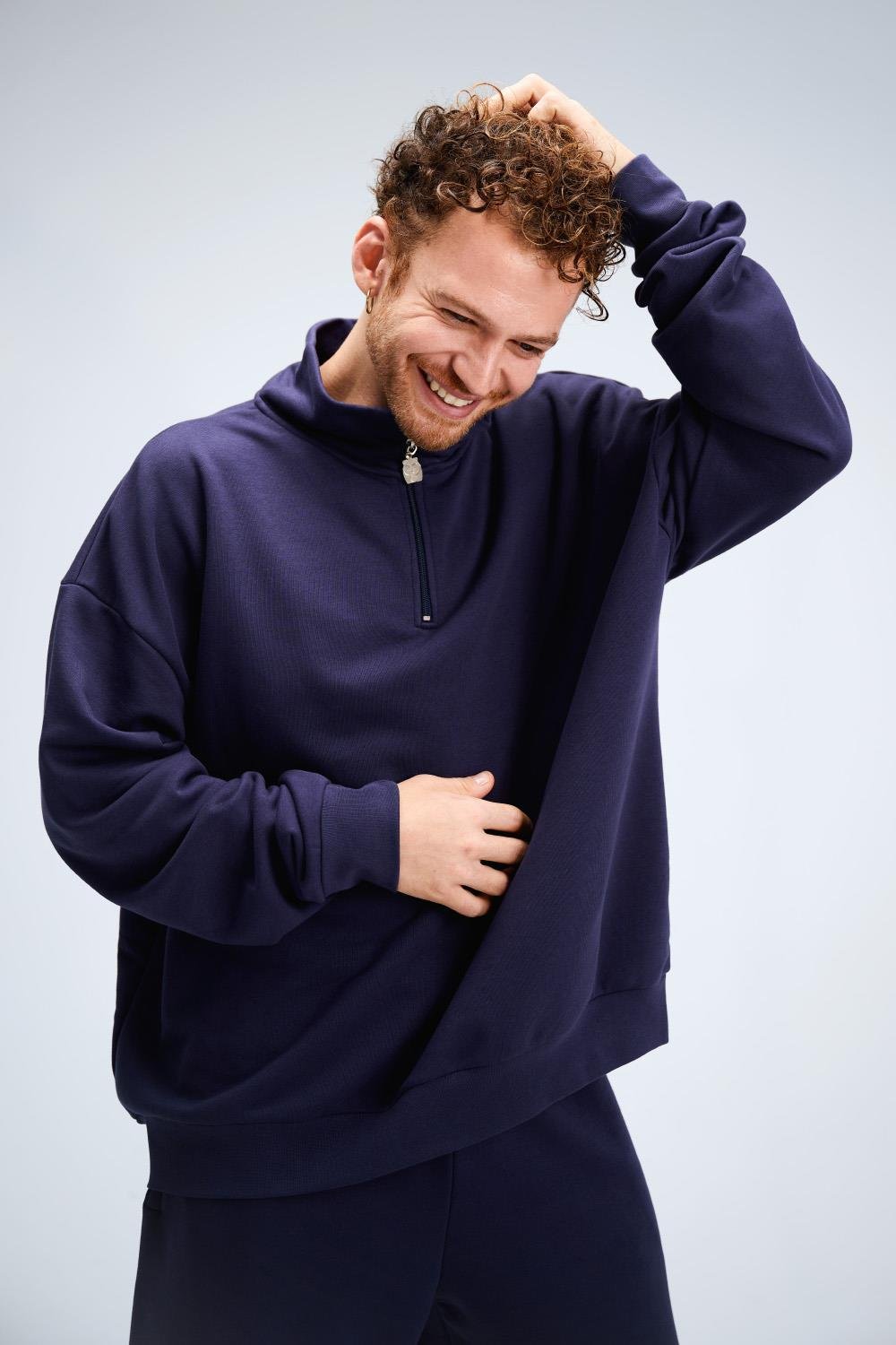 Erkek Timeless Fermuarlı Lacivert Sweatshirt