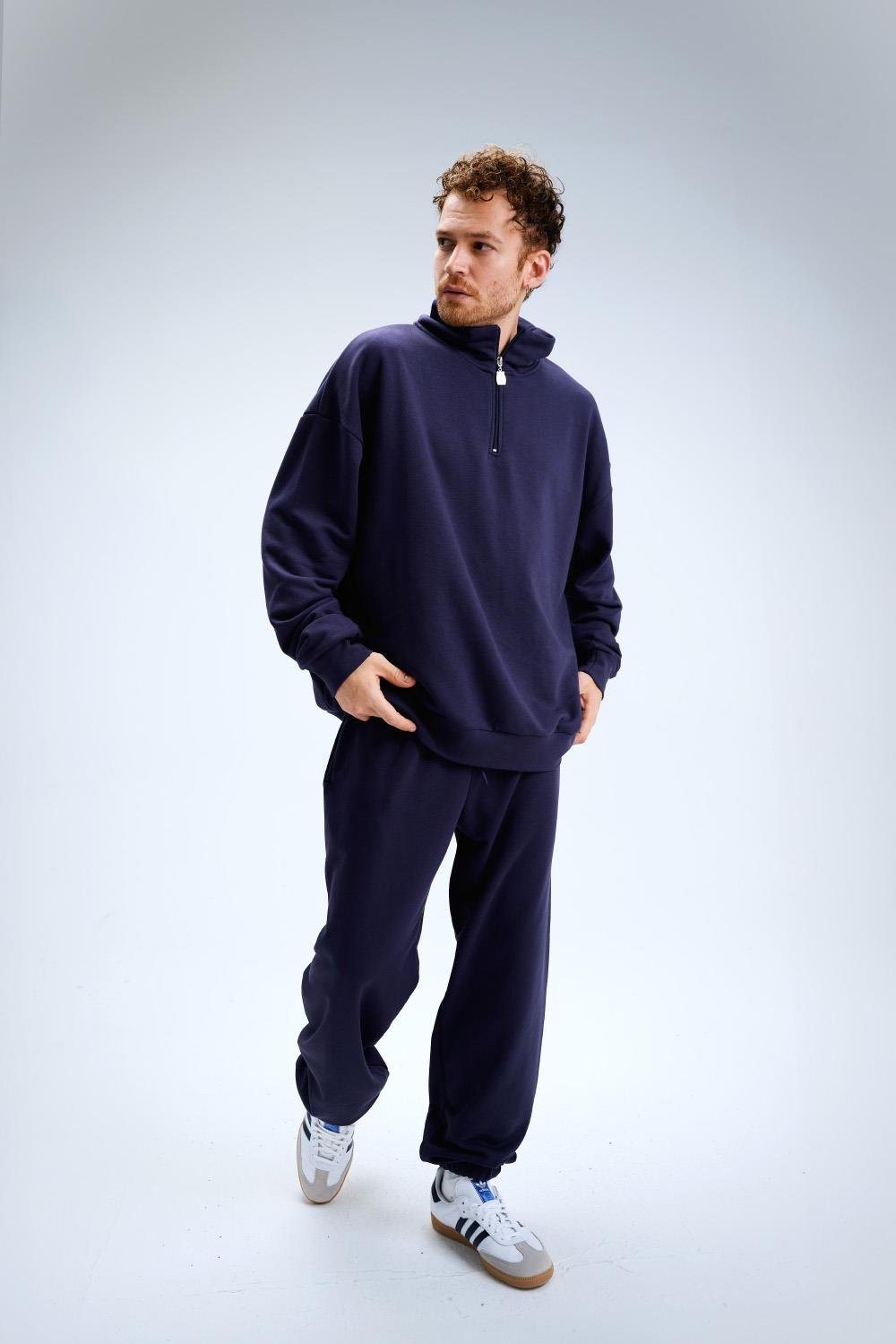Erkek Timeless Fermuarlı Lacivert Sweatshirt