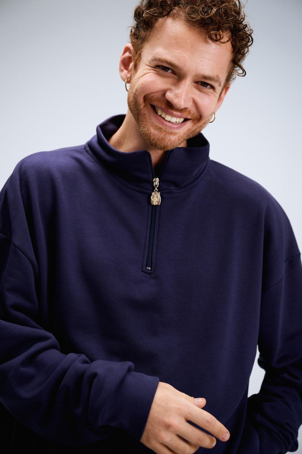 Erkek Timeless Fermuarlı Lacivert Sweatshirt