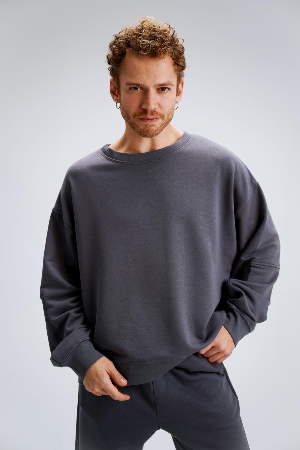 Erkek Timeless Oversize Antrasit Sweatshirt