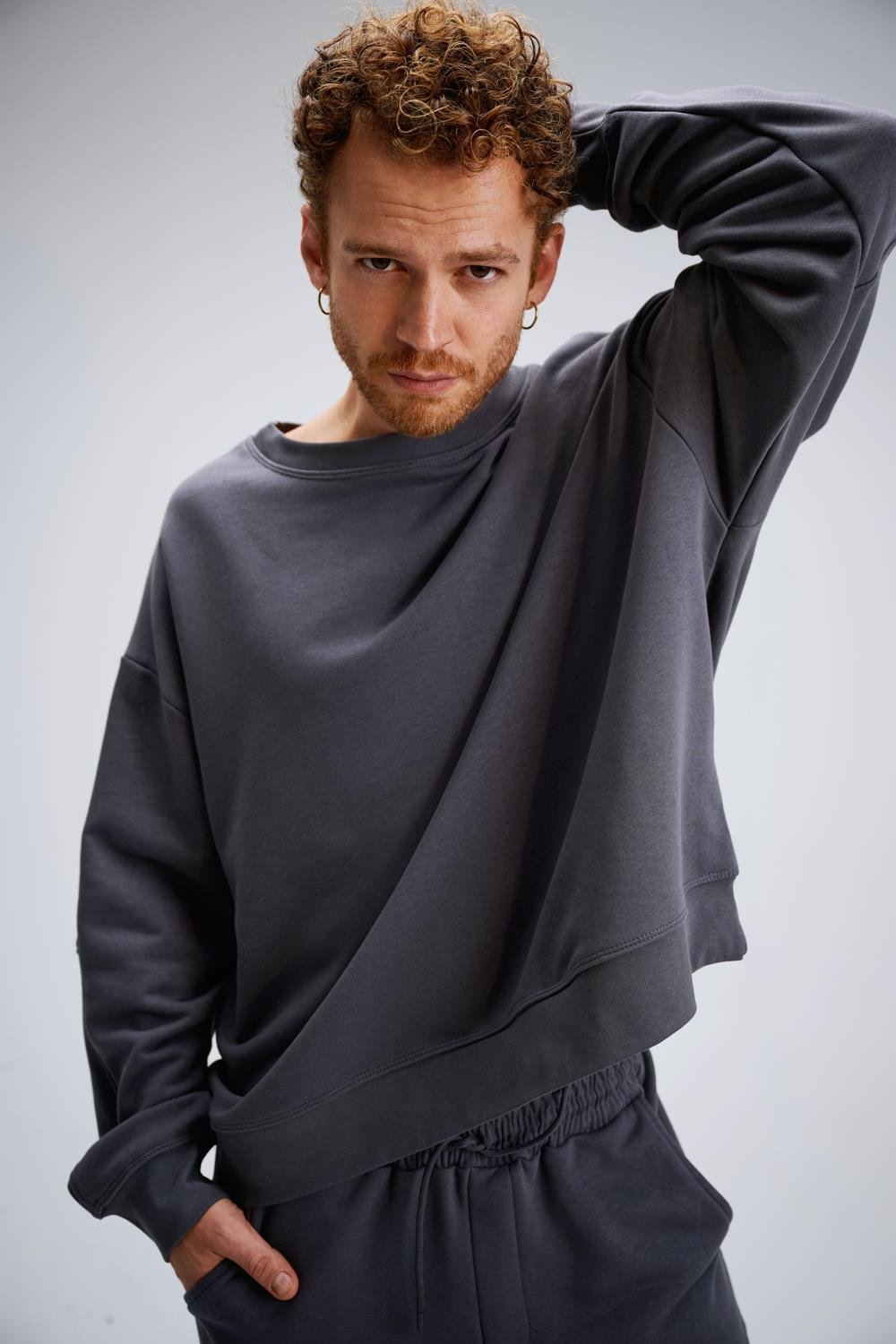 Erkek Timeless Oversize Antrasit Sweatshirt