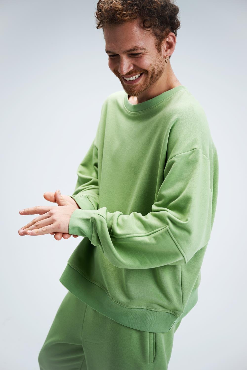 Erkek Timeless Oversize Fıstık Yeşili Sweatshirt