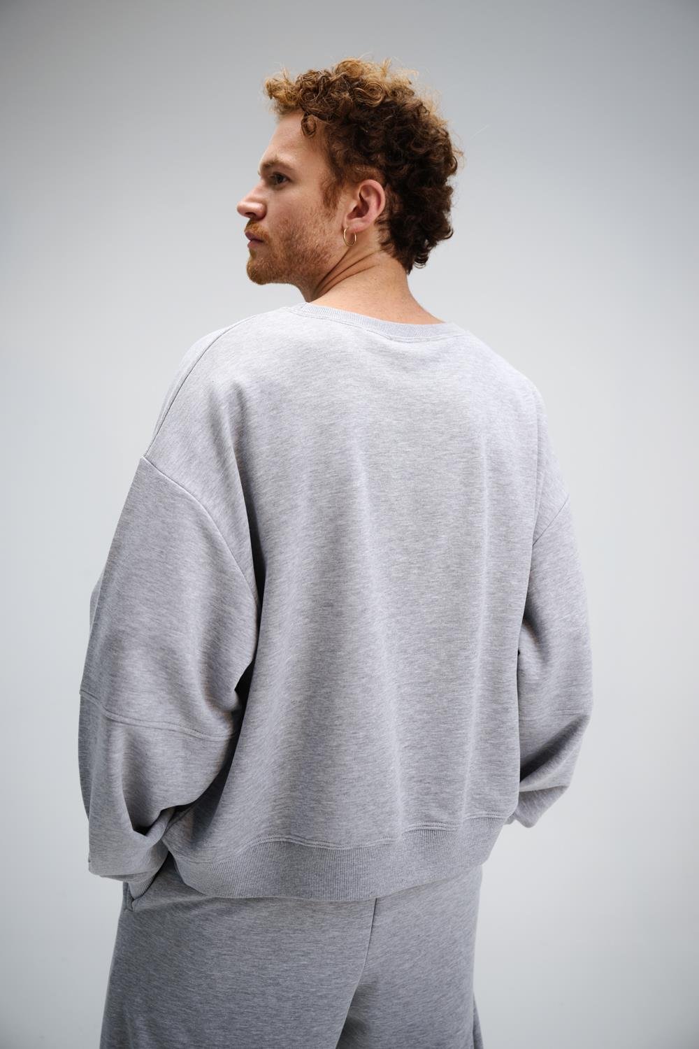Erkek Timeless Oversize Gri Sweatshirt