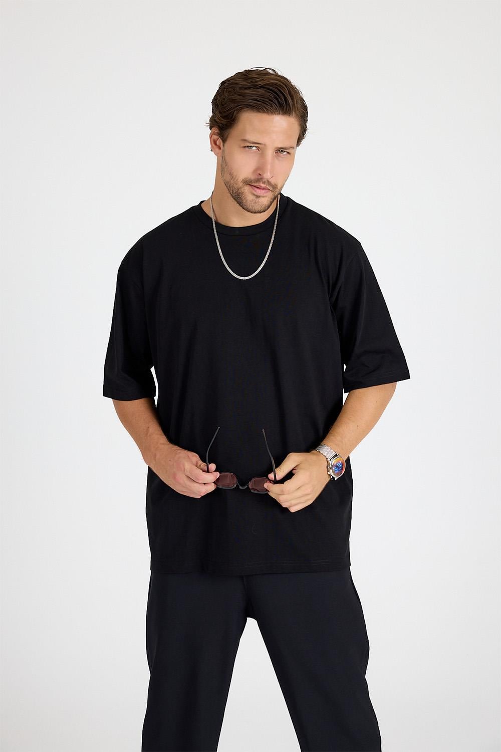 Erkek Timeless Oversize Siyah T-Shirt