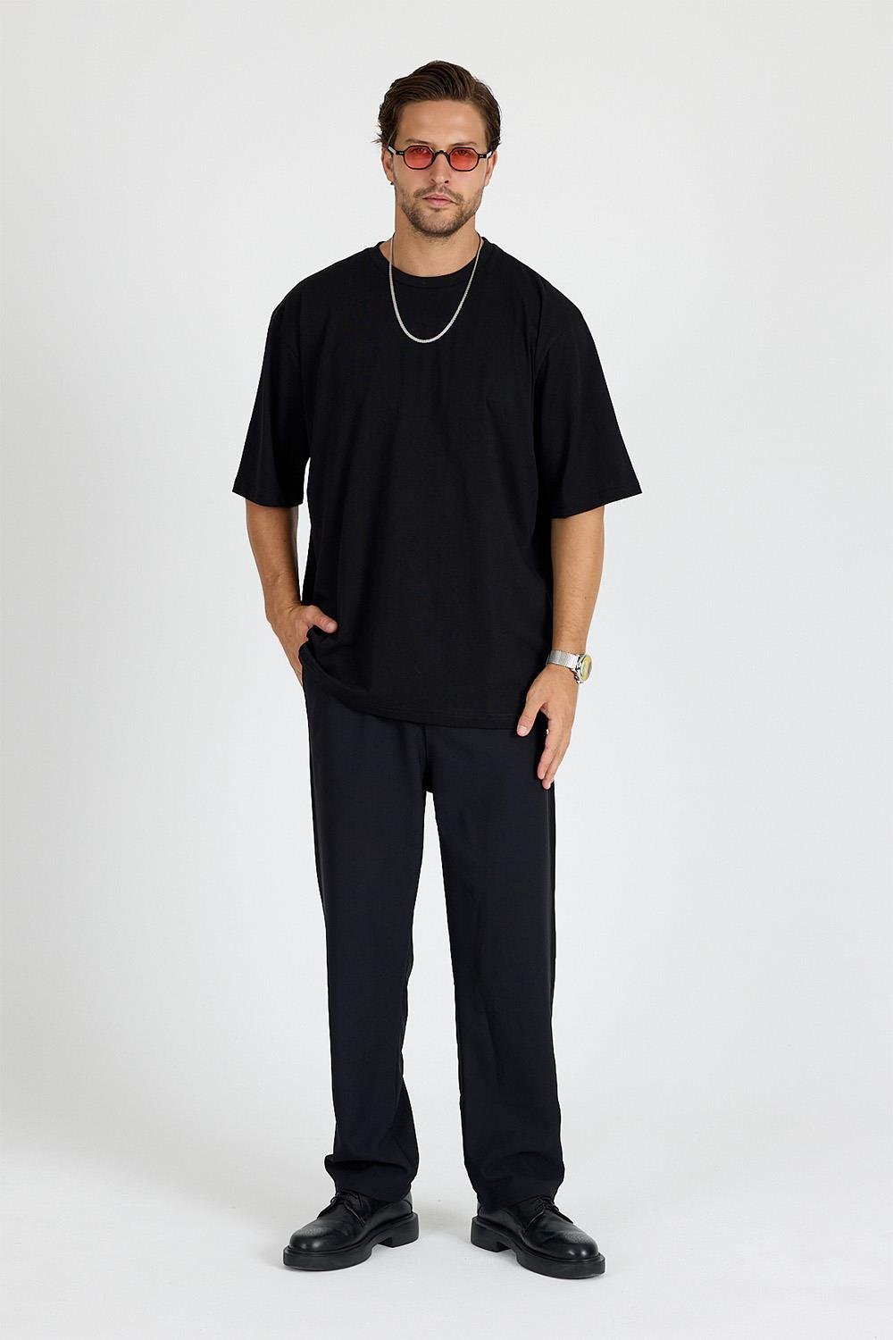 Erkek Timeless Oversize Siyah T-Shirt