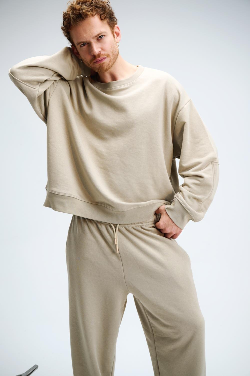 Erkek Timeless Oversize Vizon Sweatshirt