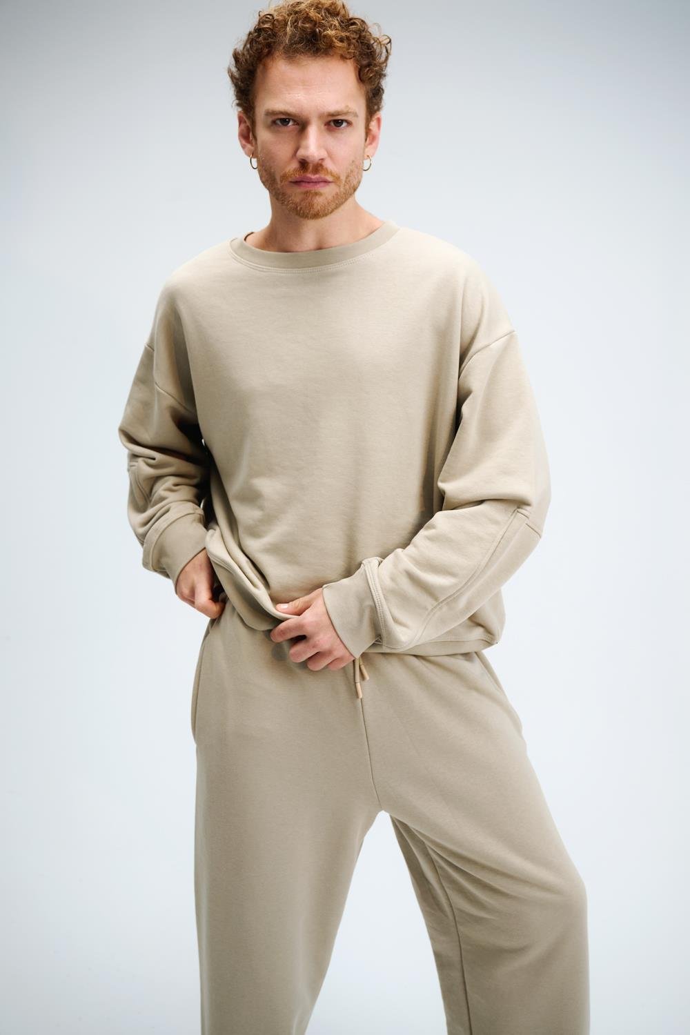 Erkek Timeless Oversize Vizon Sweatshirt