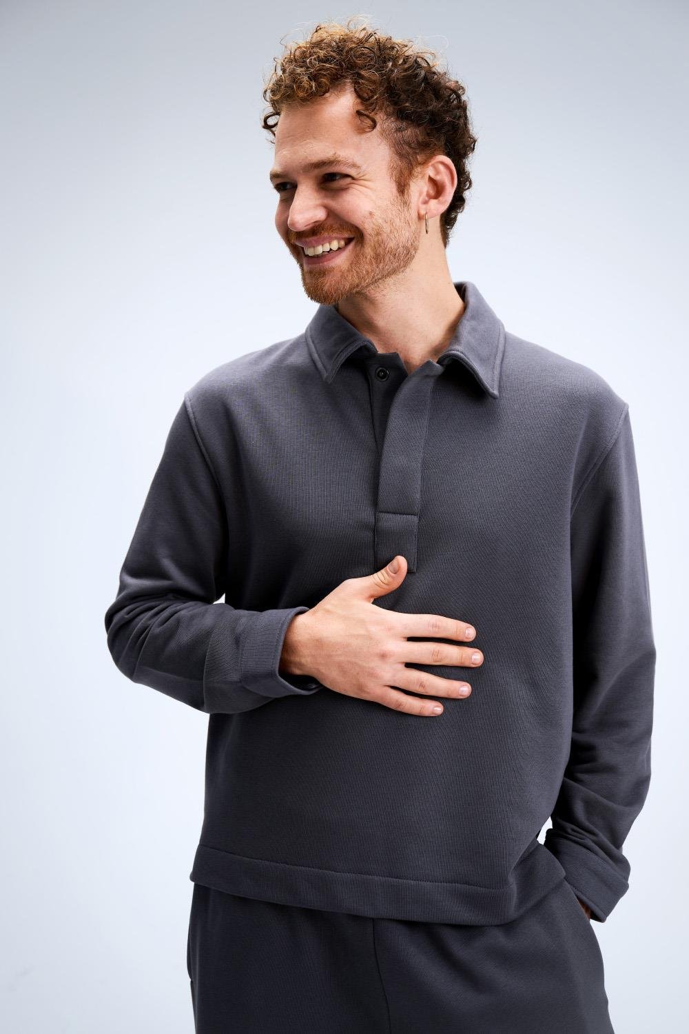Erkek Timeless Polo Yaka Antrasit Sweatshirt
