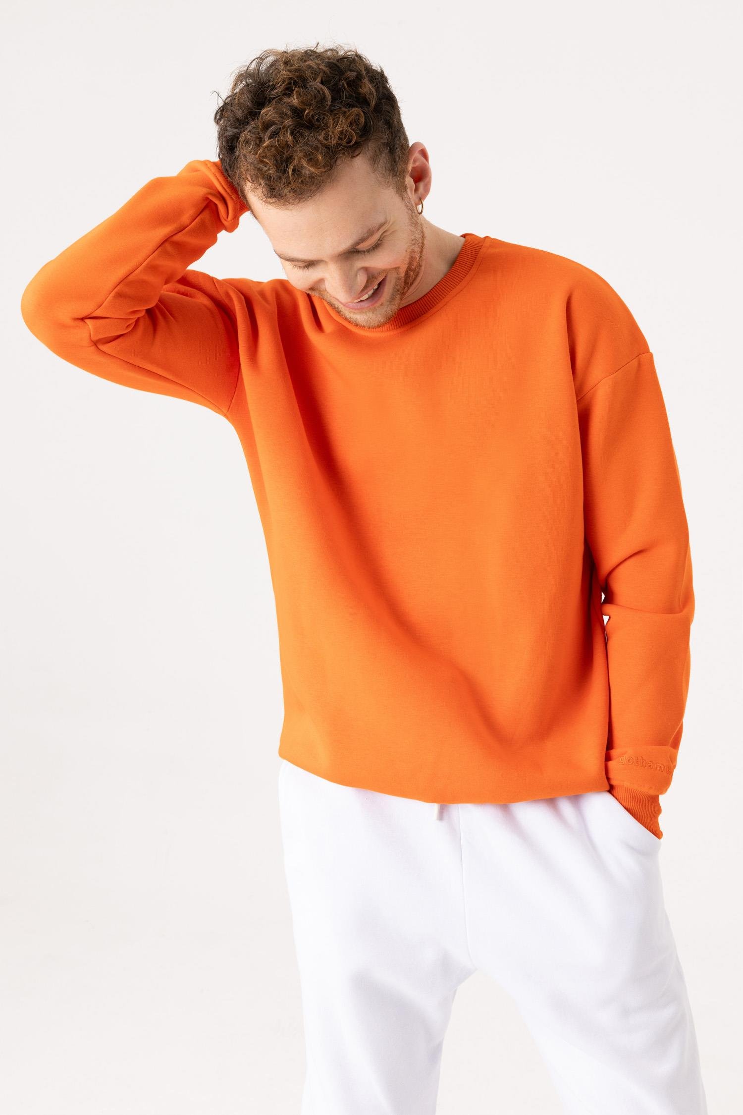 Erkek Vibe Oversize Alev Turuncu Sweatshirt