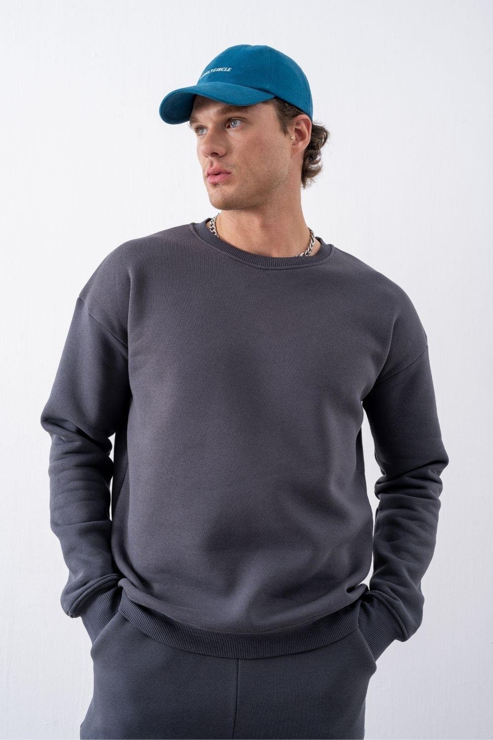 Erkek Vibe Oversize Antrasit Sweatshirt