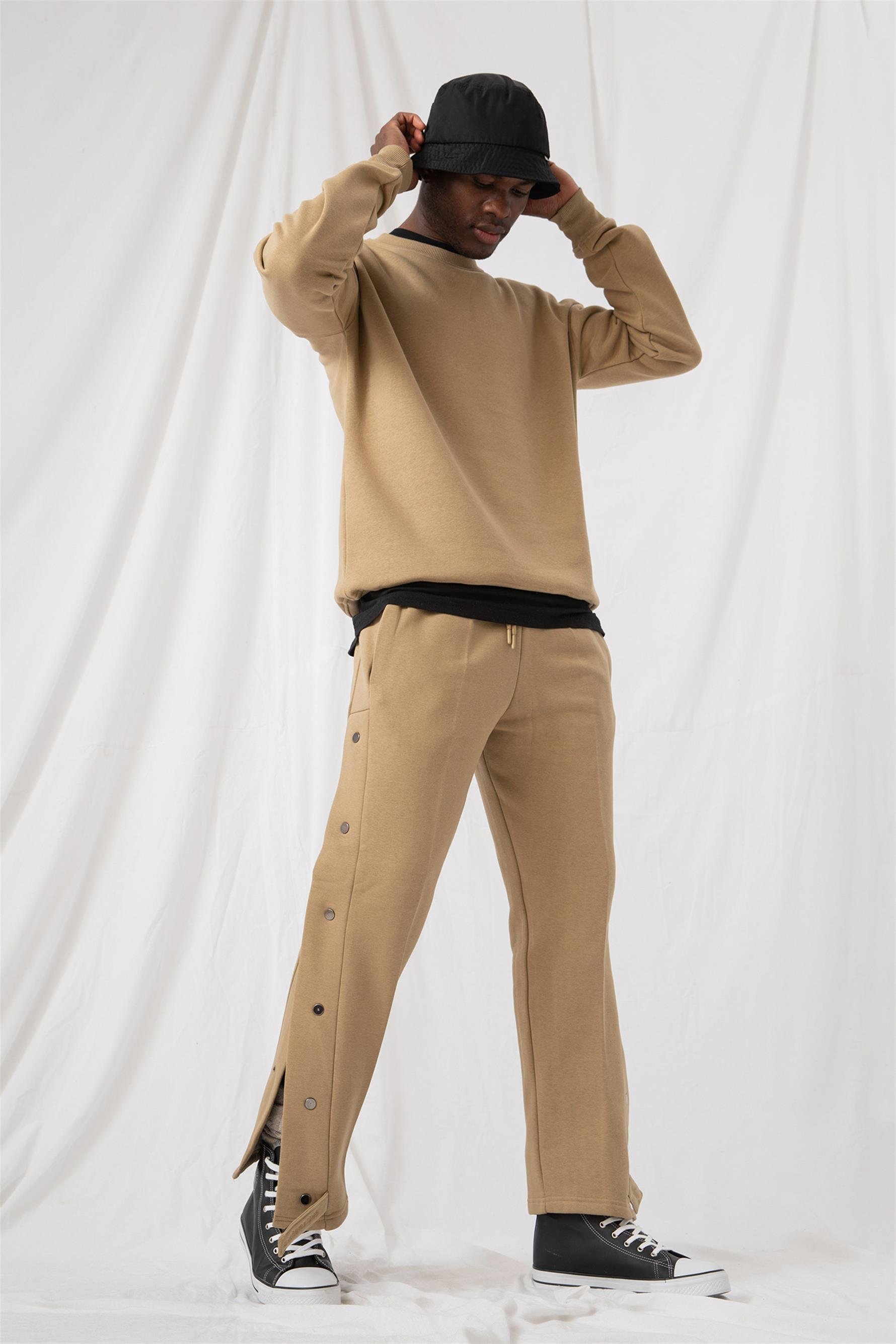 Erkek Vibe Oversize Bej Sweatshirt
