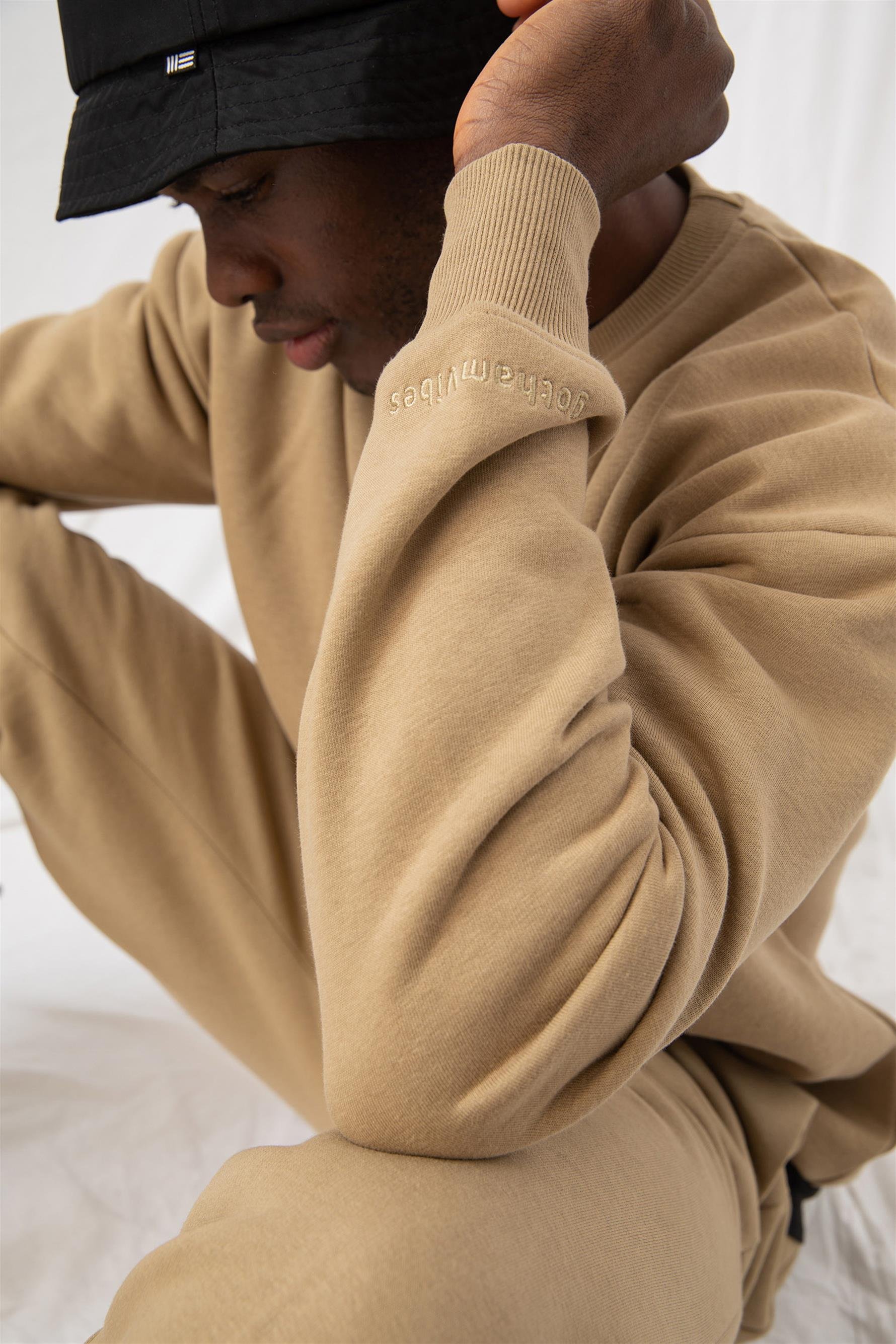 Erkek Vibe Oversize Bej Sweatshirt