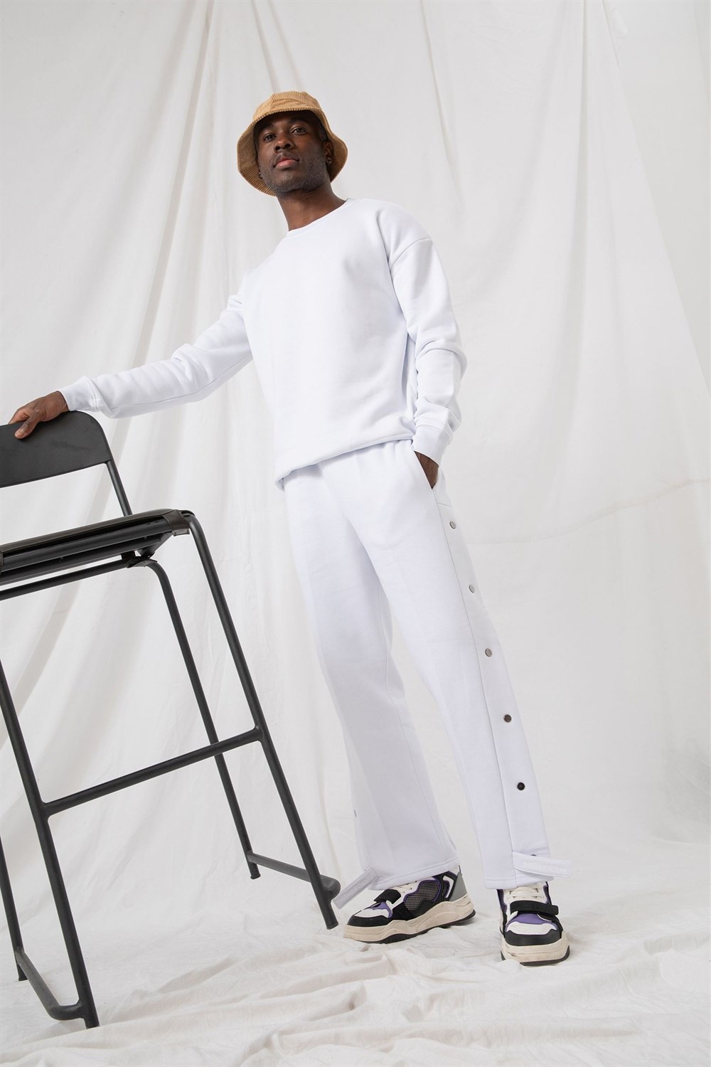 Erkek Vibe Oversize Beyaz Sweatshirt