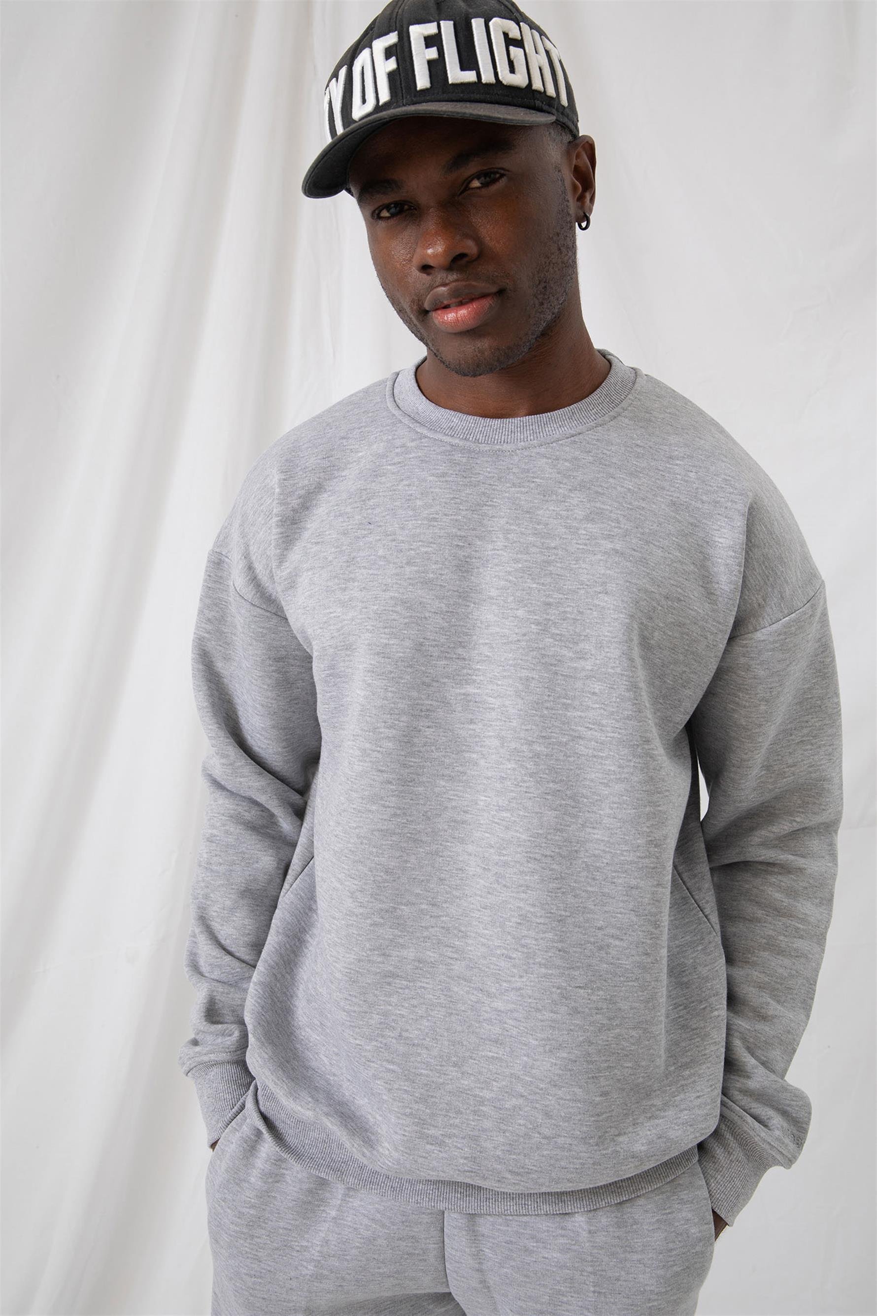 Erkek Vibe Oversize Gri Sweatshirt