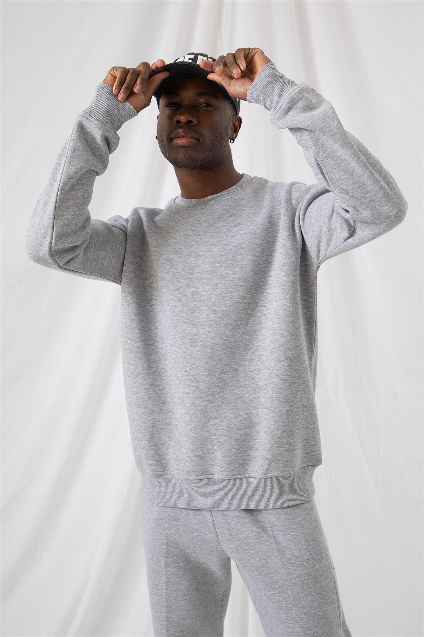 Erkek Vibe Oversize Gri Sweatshirt