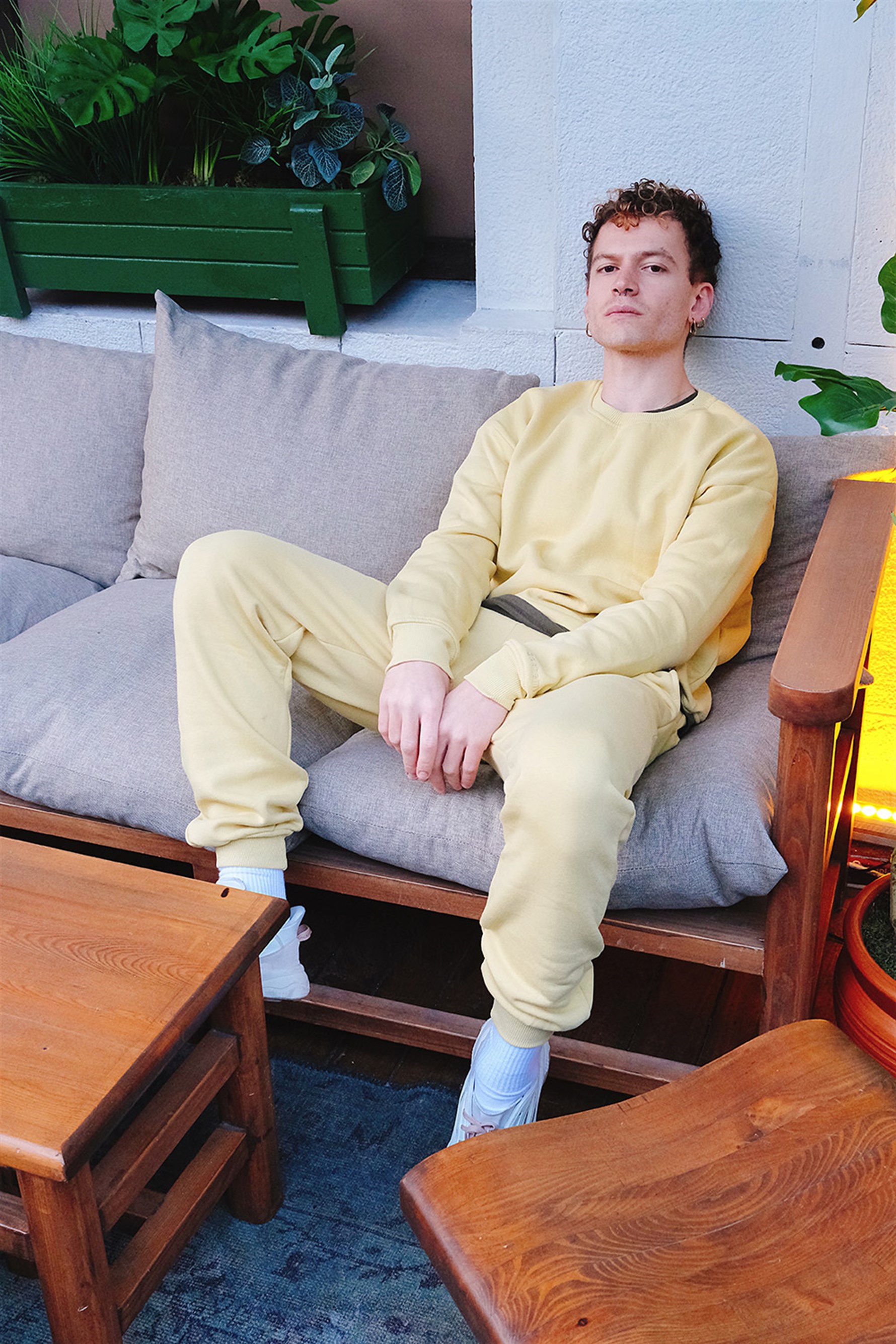 Erkek Vibe Oversize Hardal Sweatshirt
