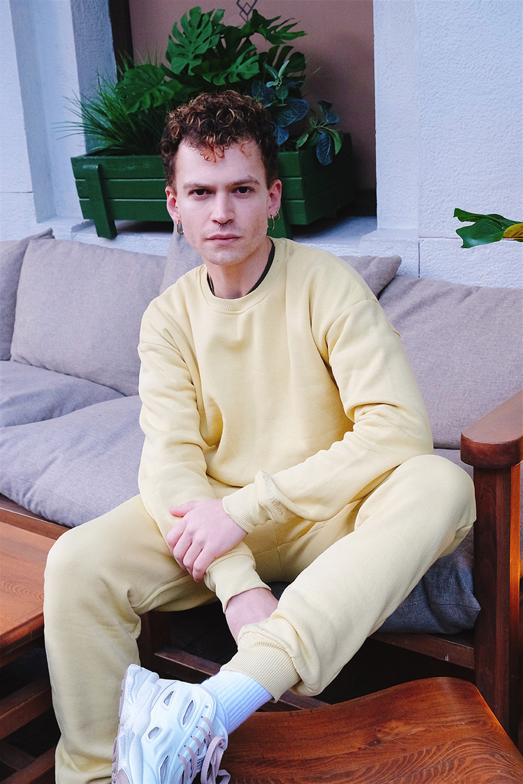 Erkek Vibe Oversize Hardal Sweatshirt