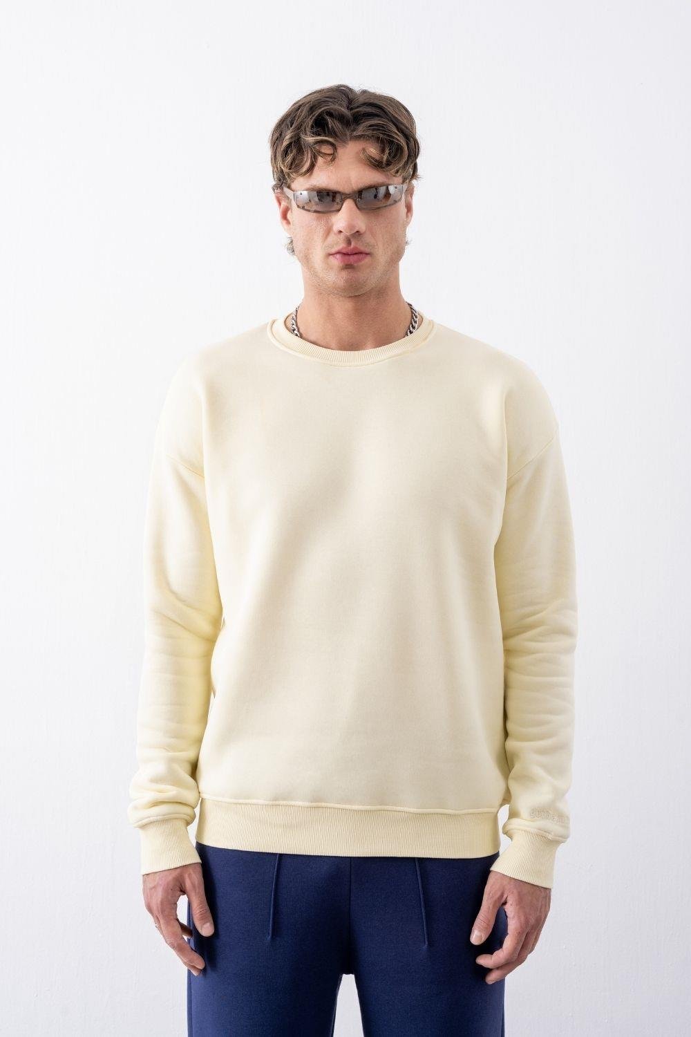 Erkek Vibe Oversize Krem Sweatshirt