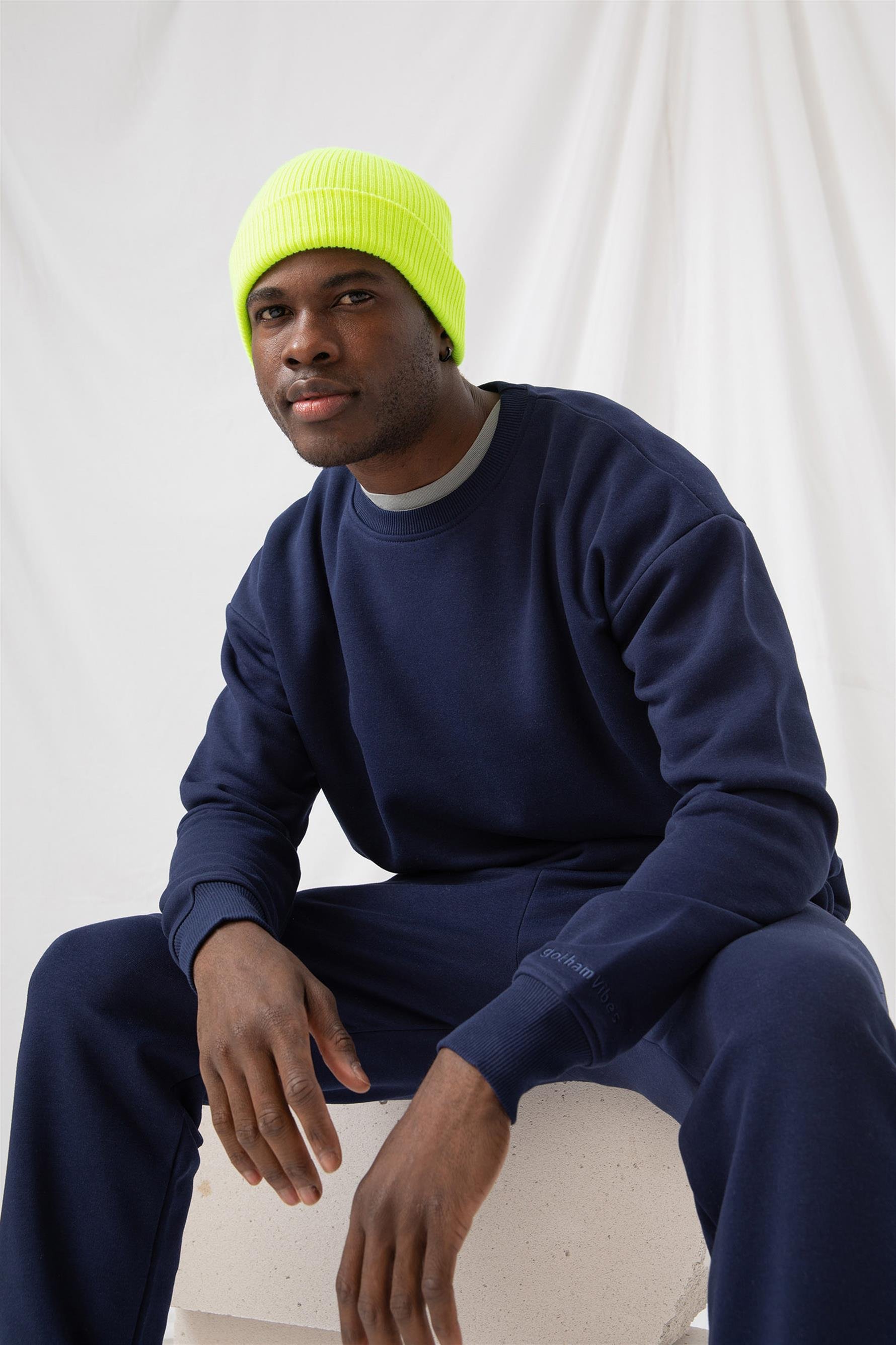 Erkek Vibe Oversize Lacivert Sweatshirt