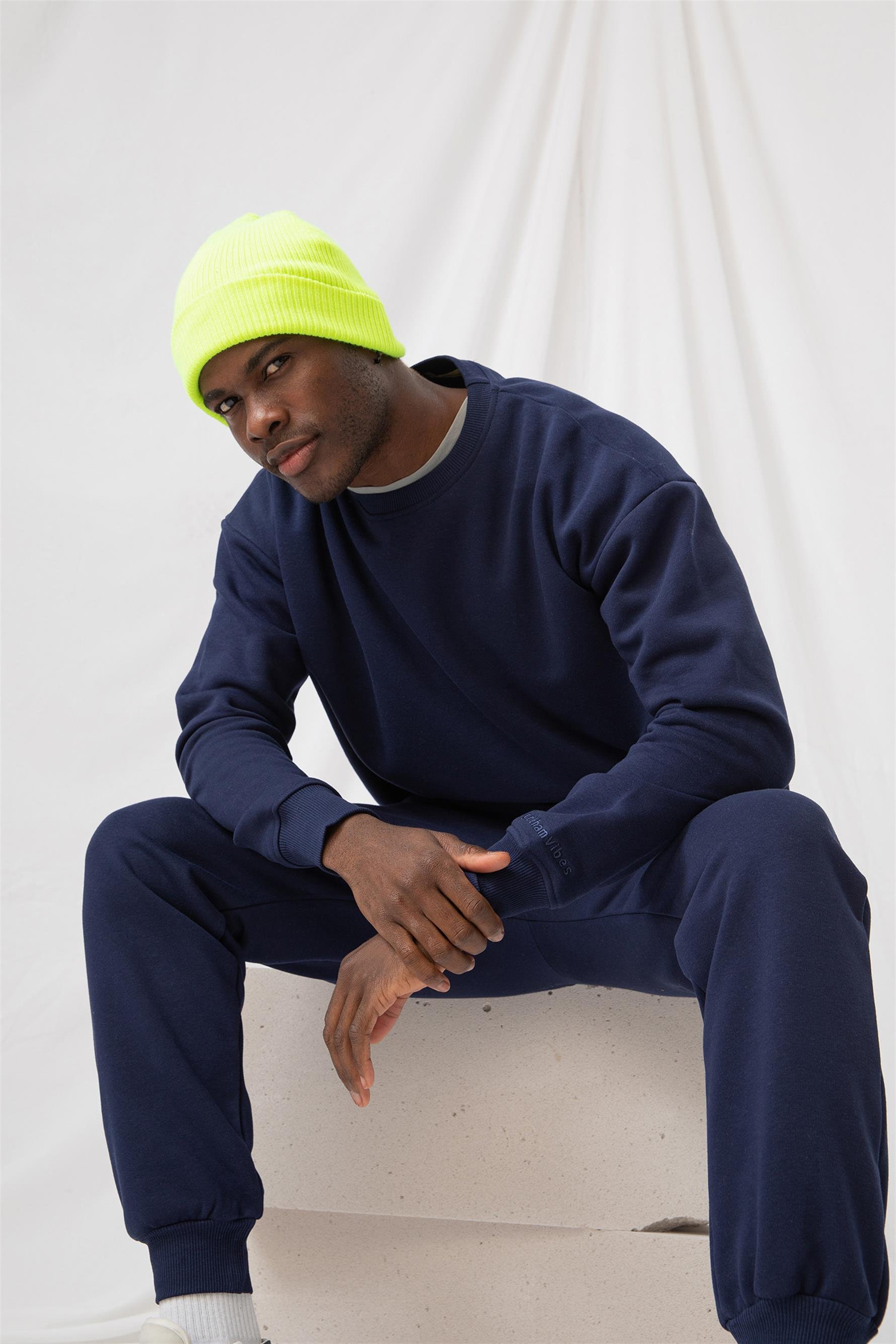 Erkek Vibe Oversize Lacivert Sweatshirt