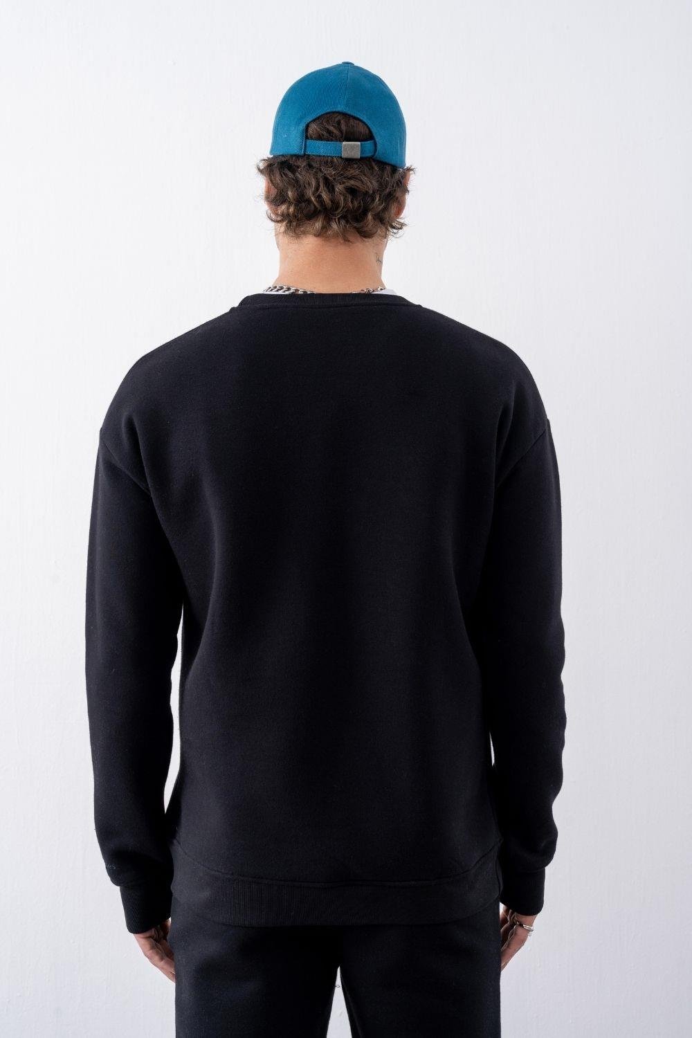 Erkek Vibe Oversize Siyah Sweatshirt