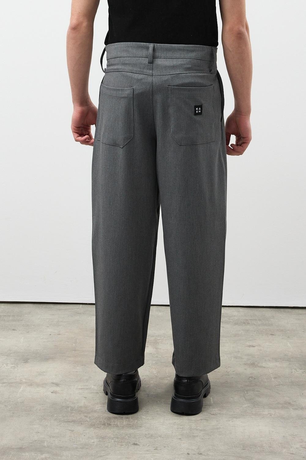 Gri  Premium Pileli Kumaş Pantolon