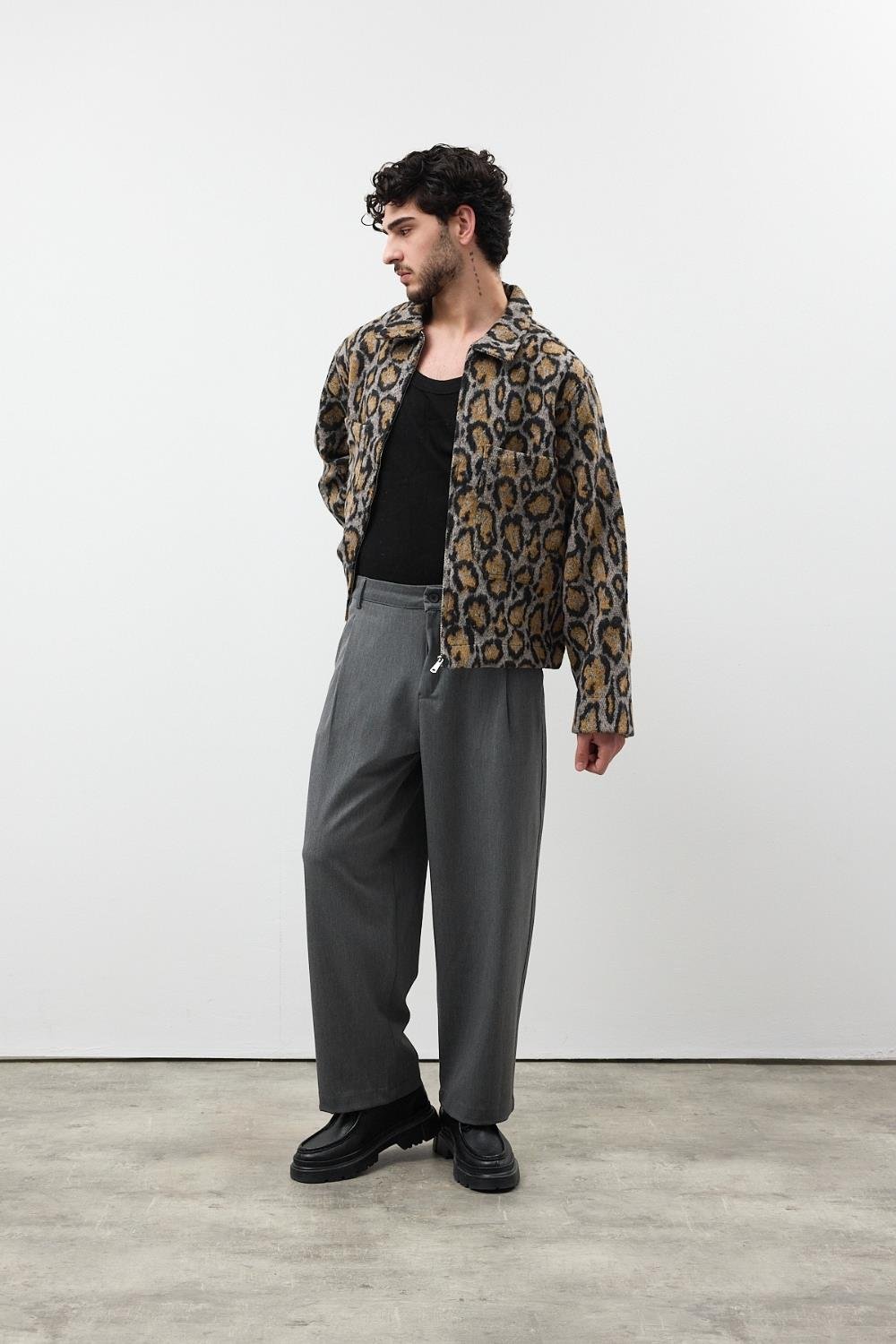 Gri  Premium Pileli Kumaş Pantolon