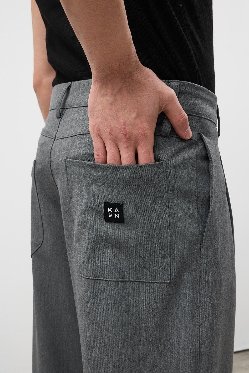 Gri  Premium Pileli Kumaş Pantolon