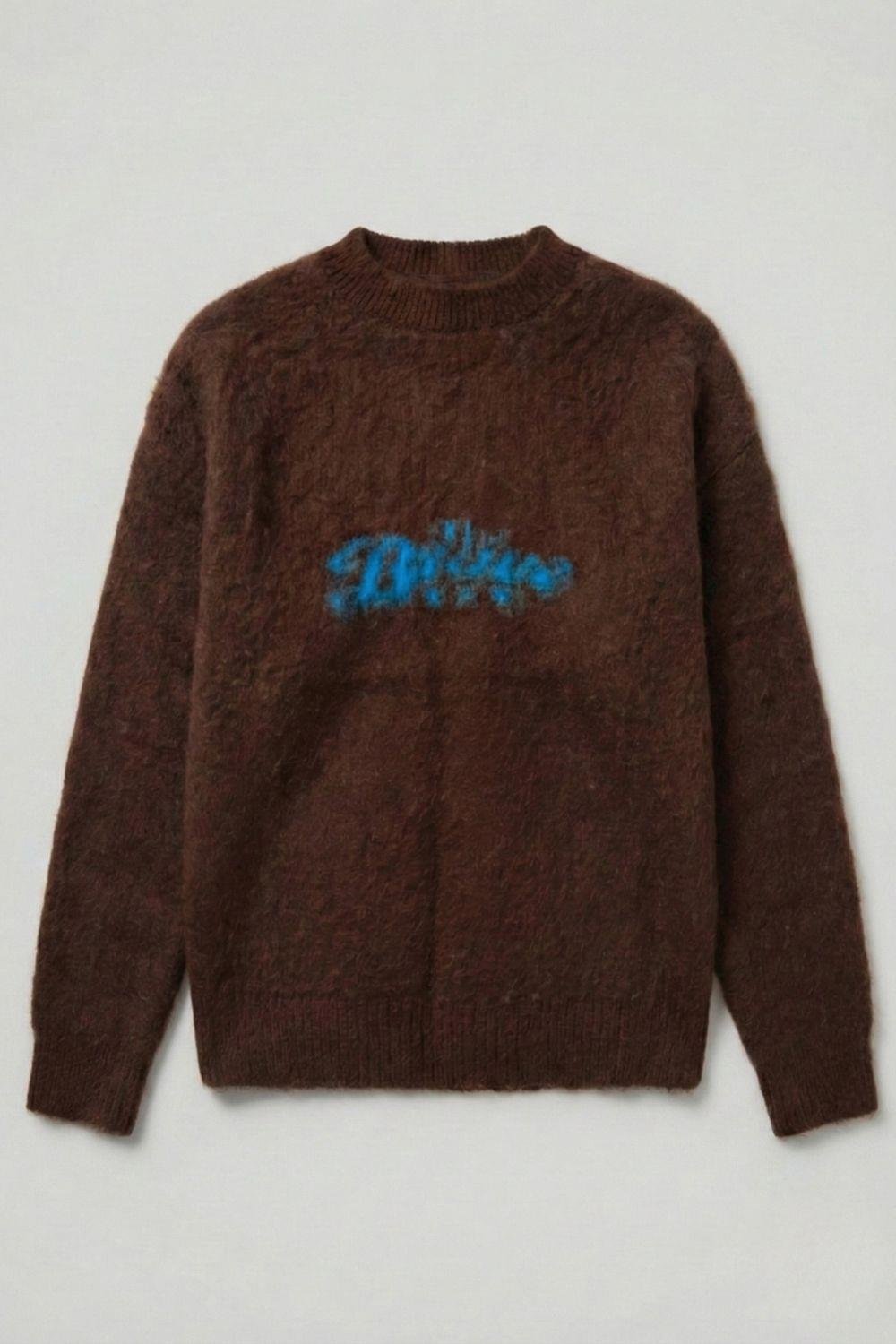 Jakarlı Kahverengi Sakallı Oversize Kazak