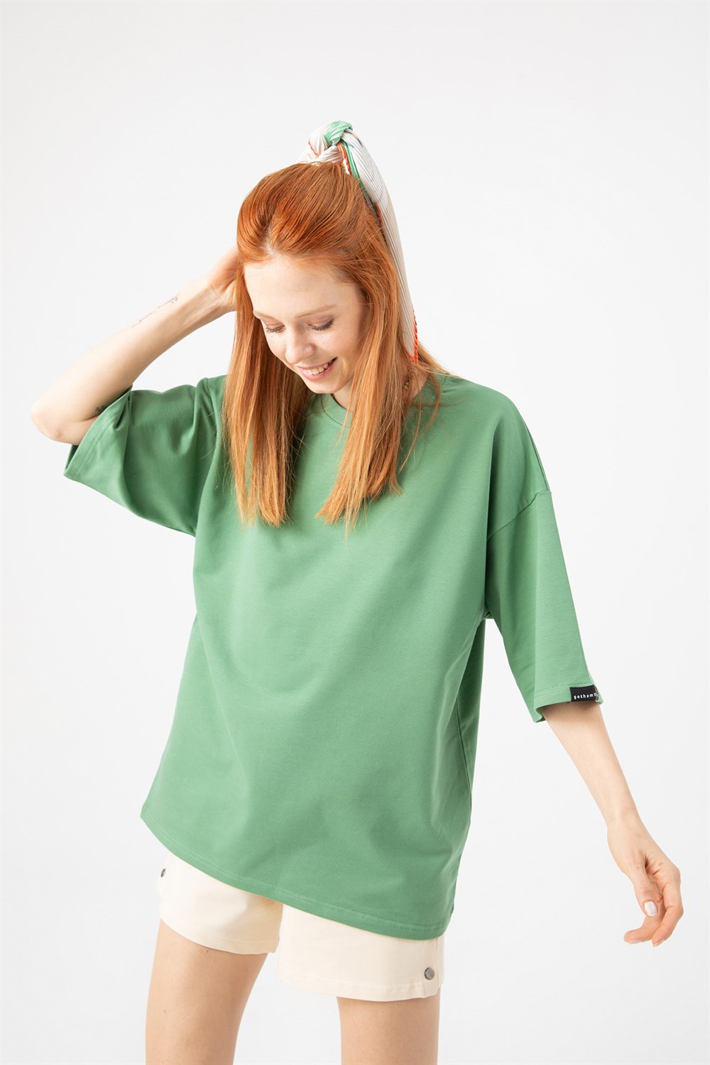 Kadın Base Oversize Çağla T-Shirt