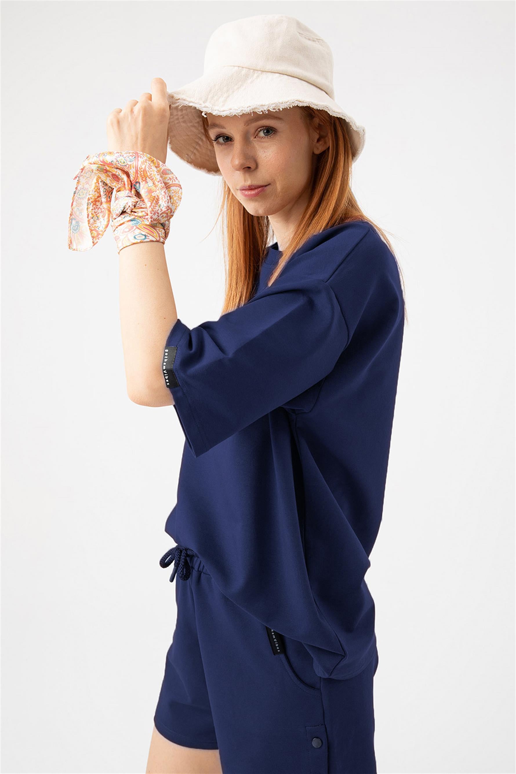 Kadın Base Oversize Lacivert T-Shirt