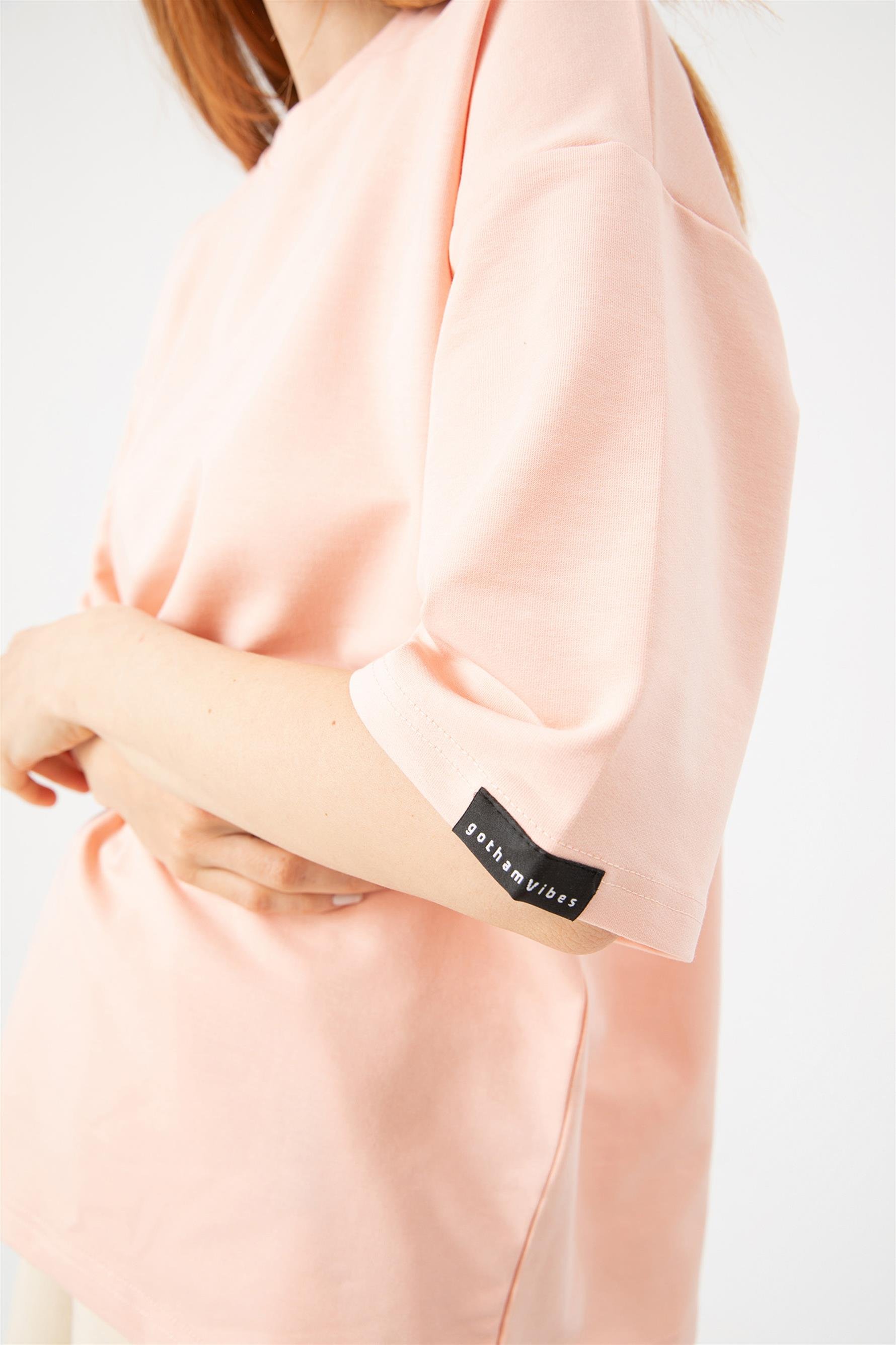 Kadın Base Oversize Mercan T-Shirt