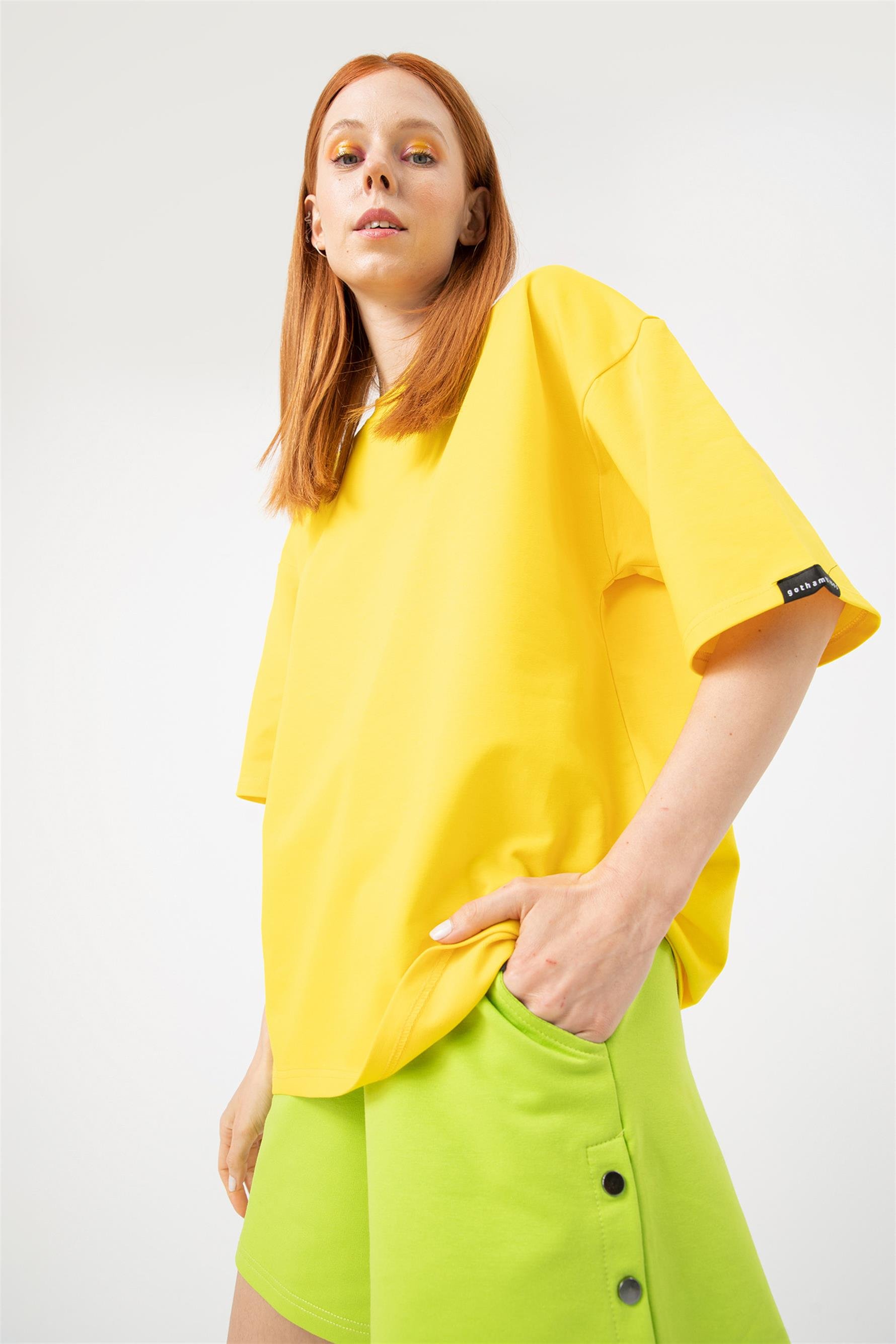 Kadın Base Oversize Sarı T-Shirt