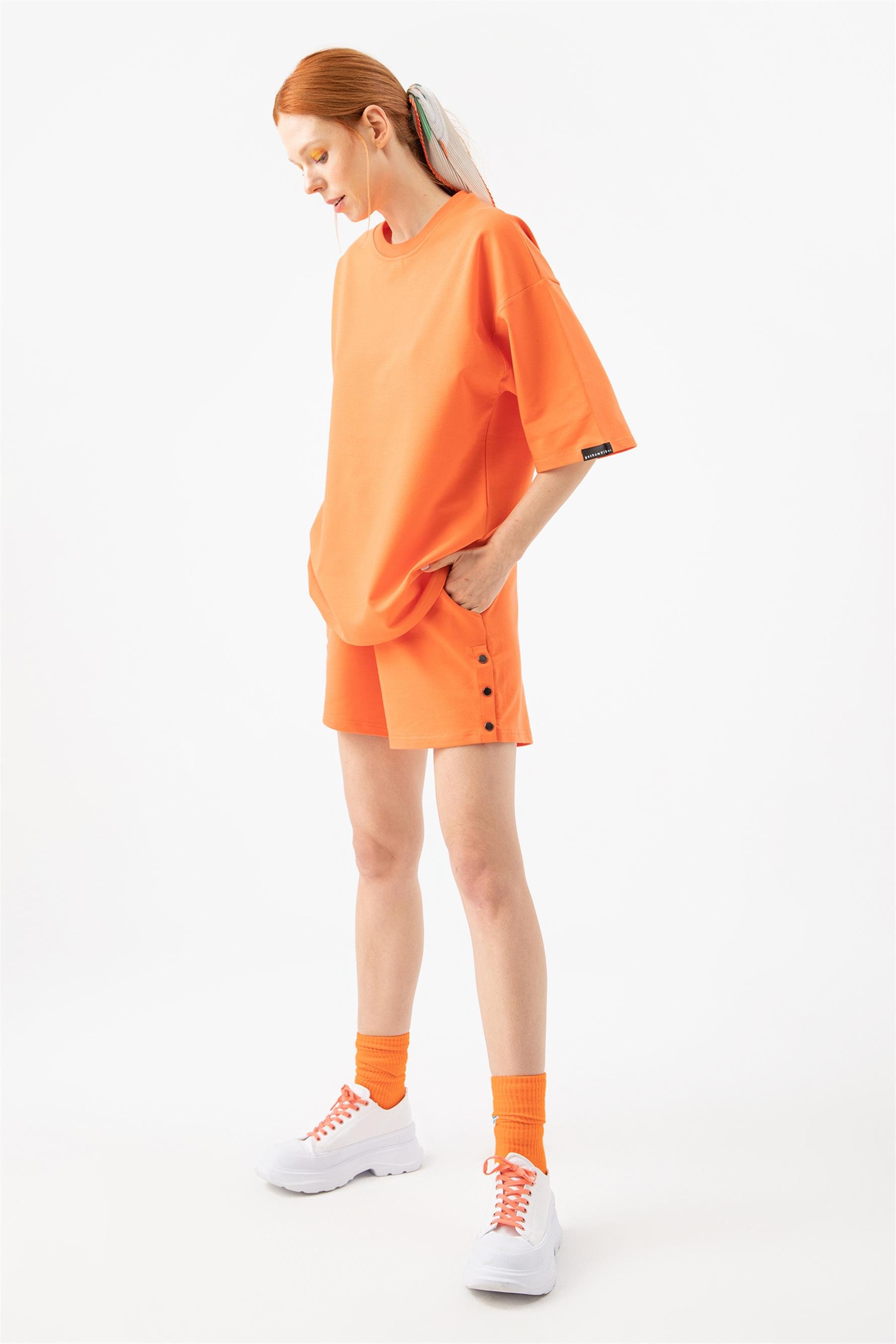 Kadın Base Oversize Şeftali T-Shirt