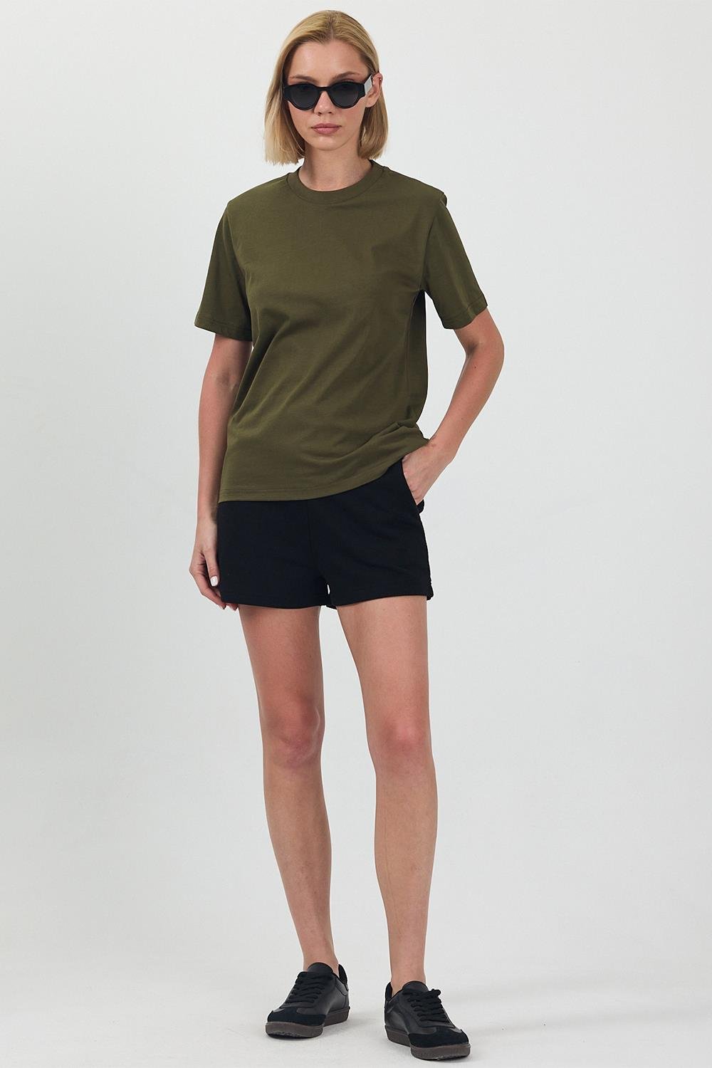 Kadın Basic Haki T-Shirt