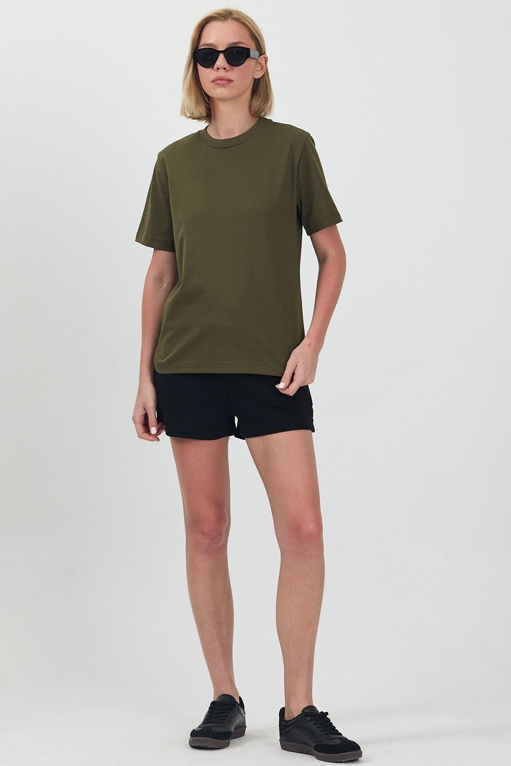 Kadın Basic Haki T-Shirt