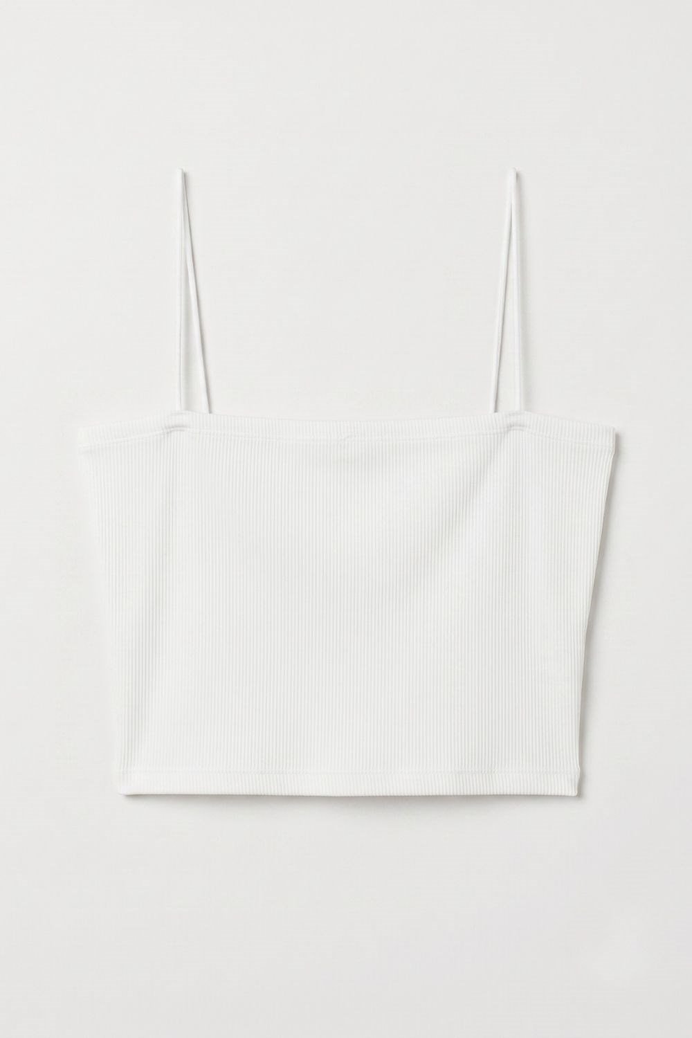 Kadın Beyaz Fitilli İp Askılı Crop Top