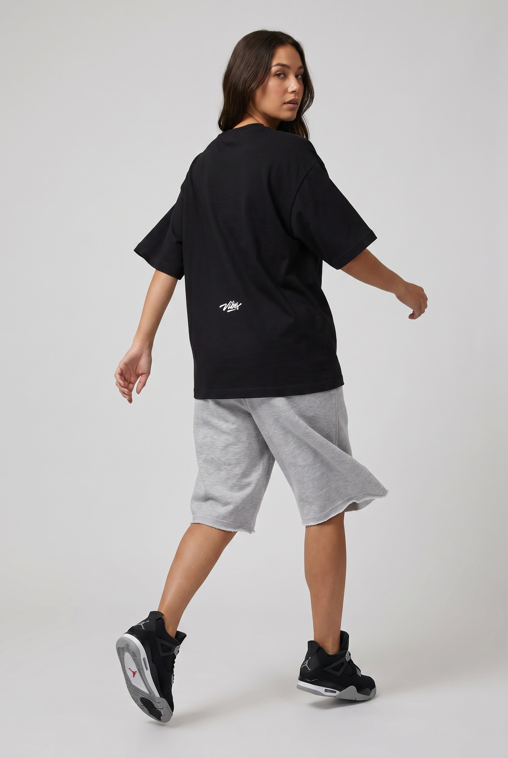 Kadın Bla Bla Oversize Siyah T-Shirt