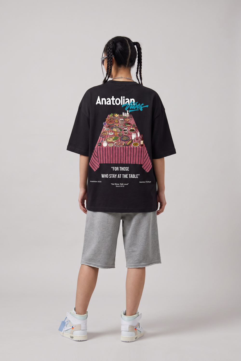 Kadın Boxy Anatolian Siyah Premium T-Shirt